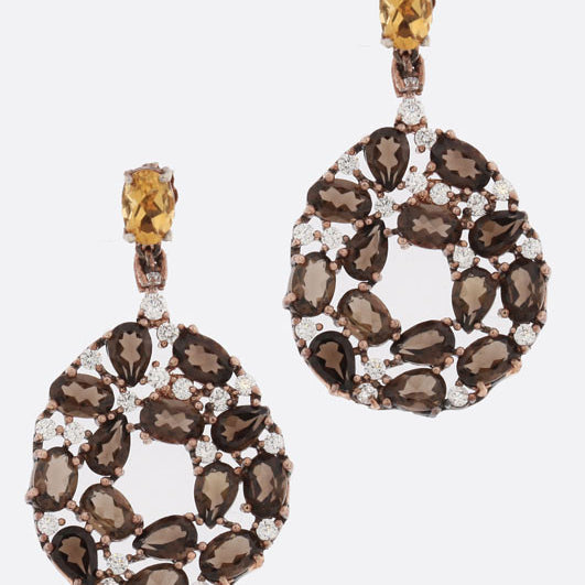 Pendientes cuarzo fumé