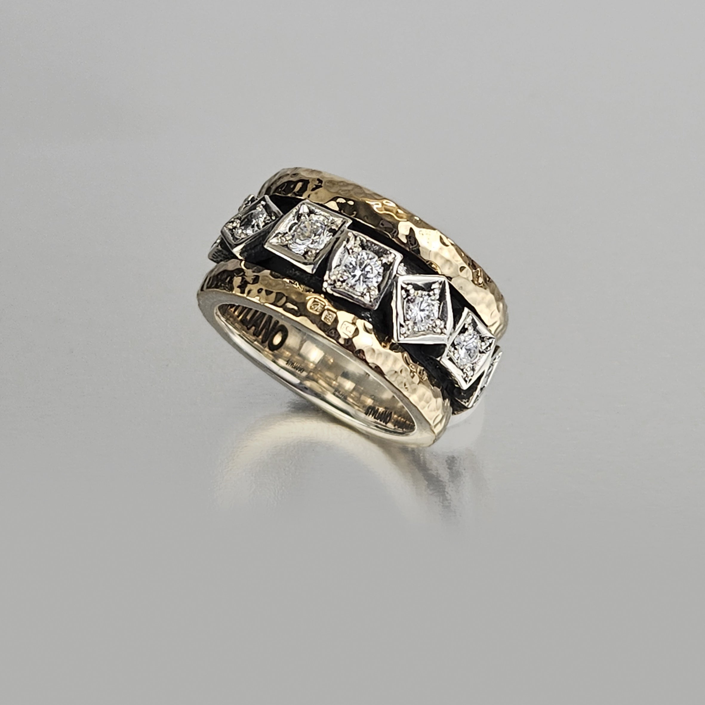 Anillo giratorio plata y zirconitas asimétricas