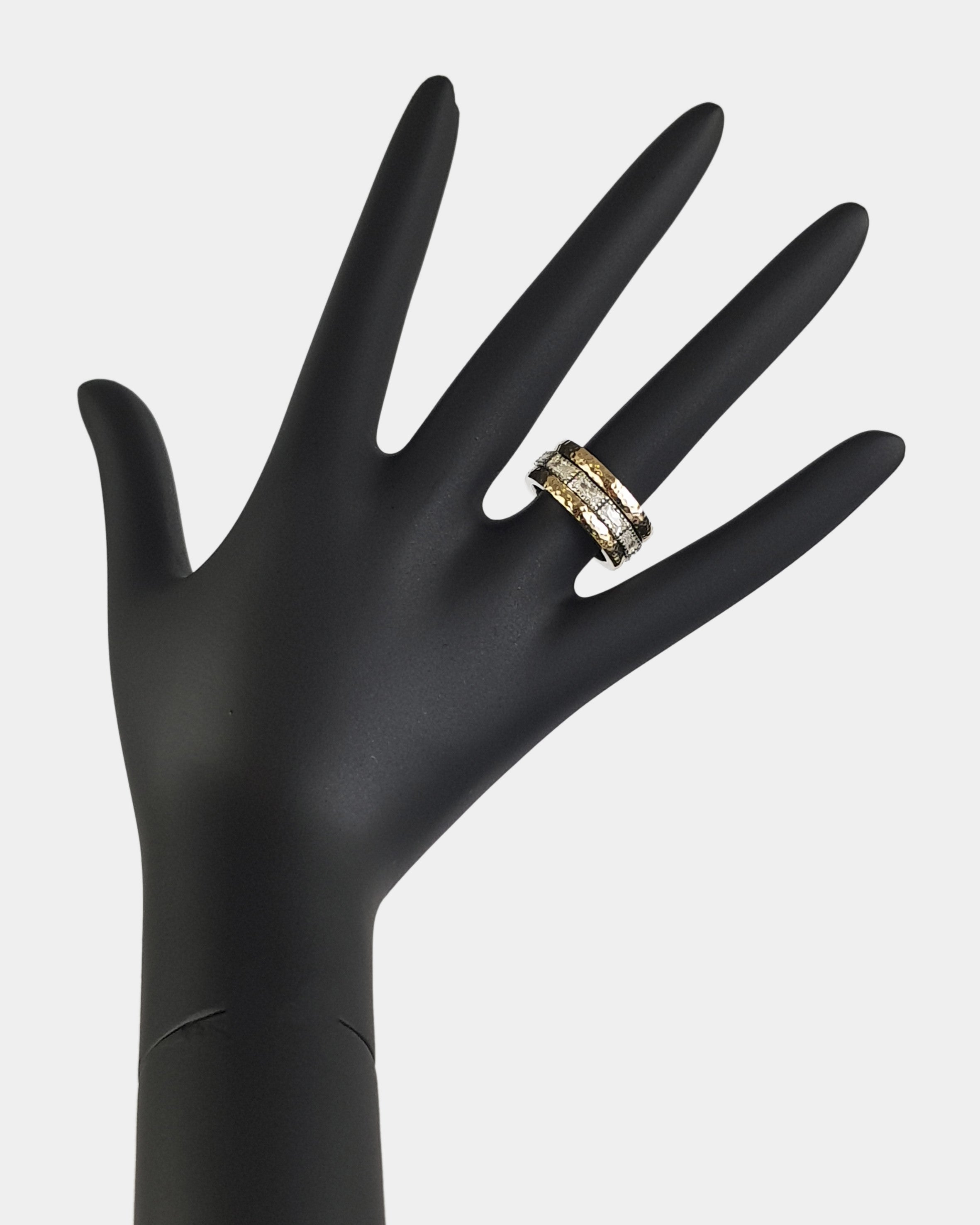 Anillo giratorio plata y zirconitas baguette