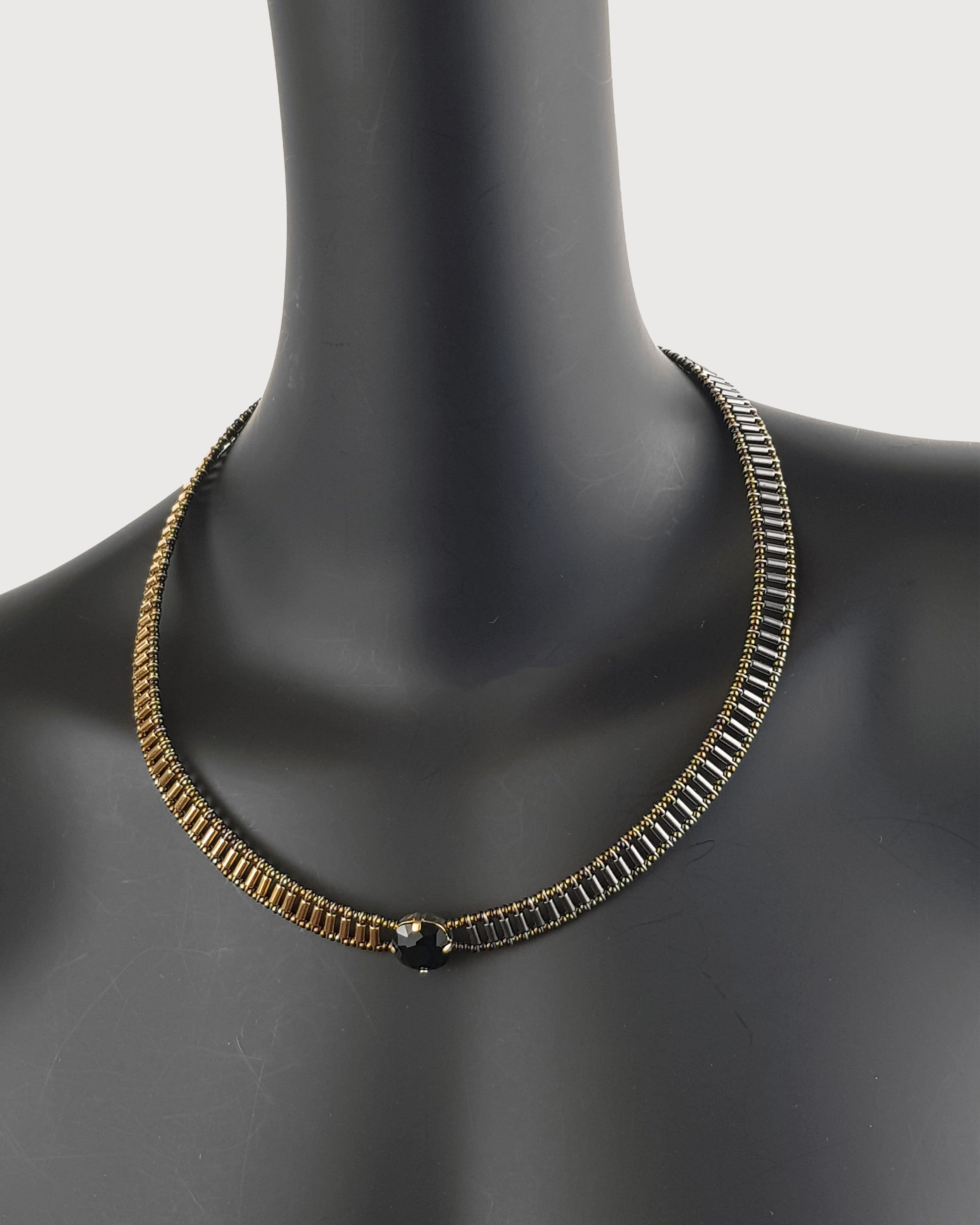 Collar Géminis cristal dorado