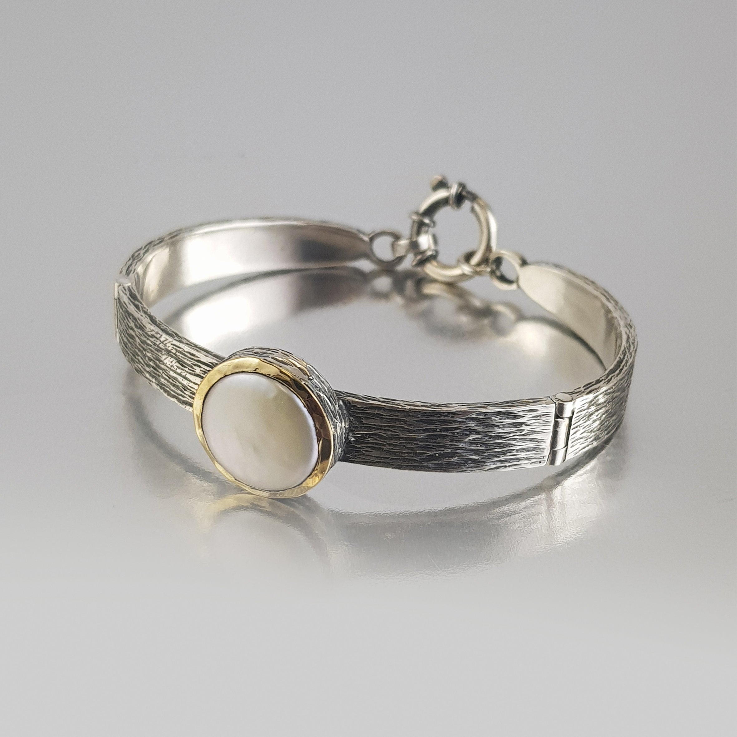 Pulsera plata y perla cultivada