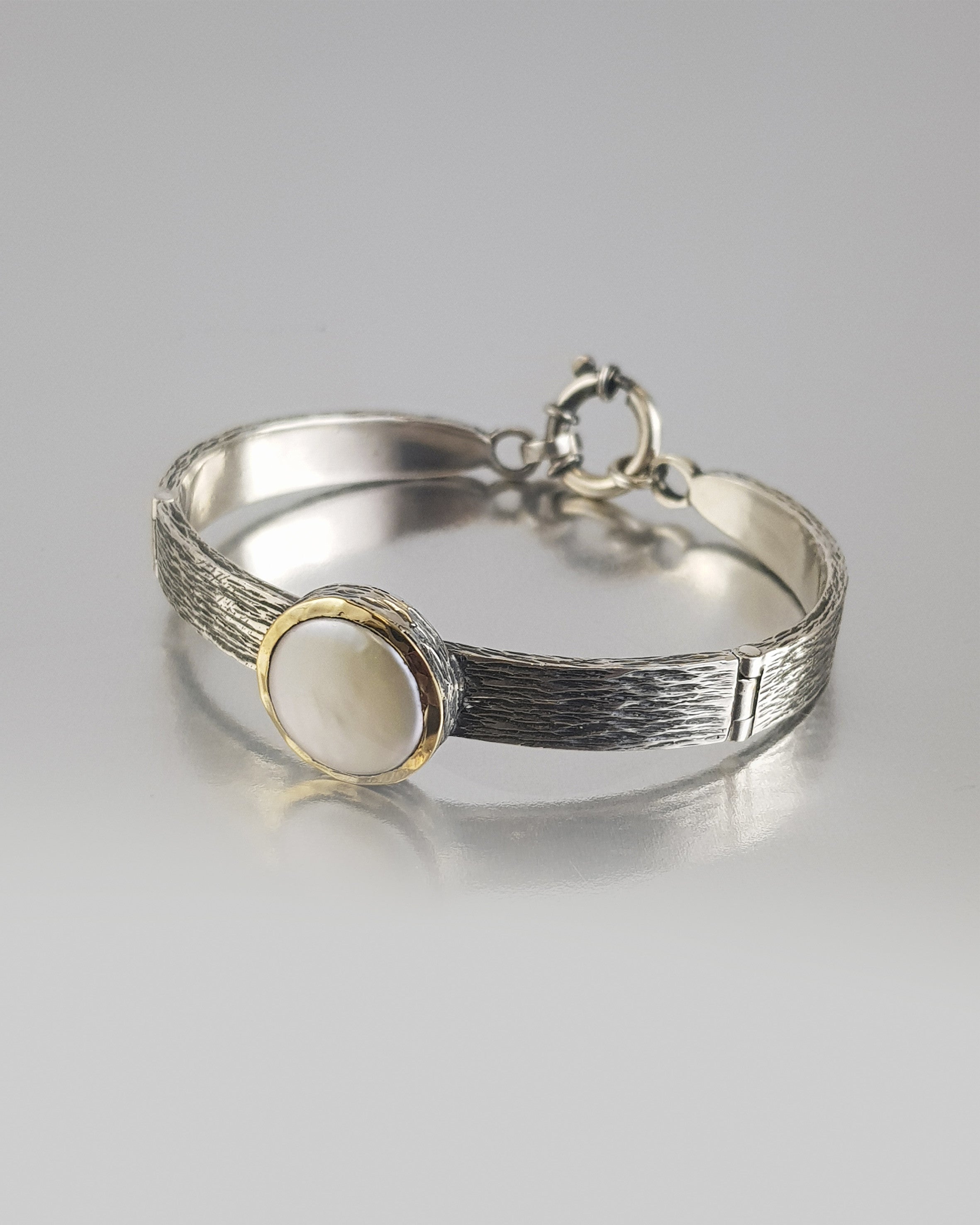 Pulsera plata y perla cultivada