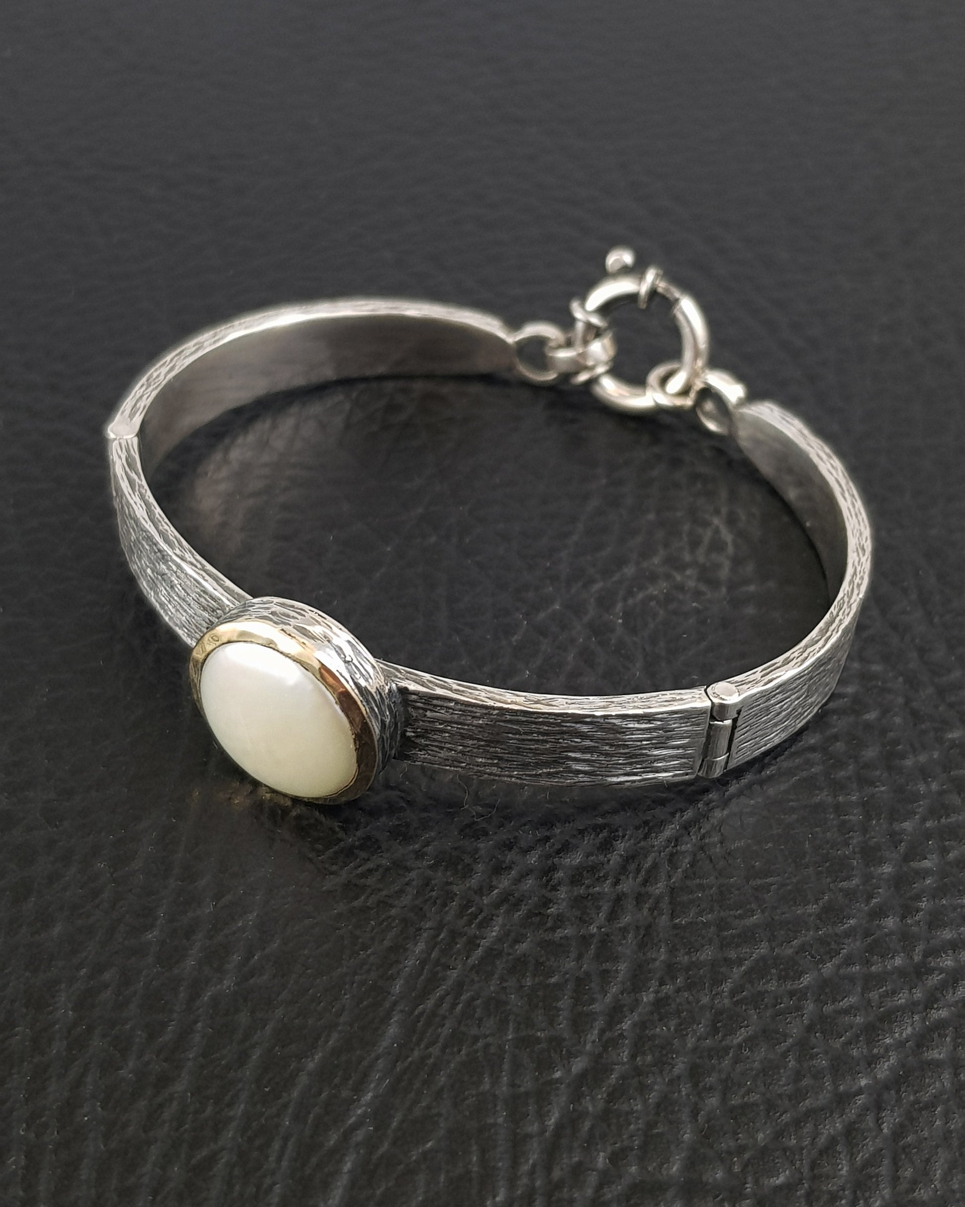 Pulsera plata y perla cultivada