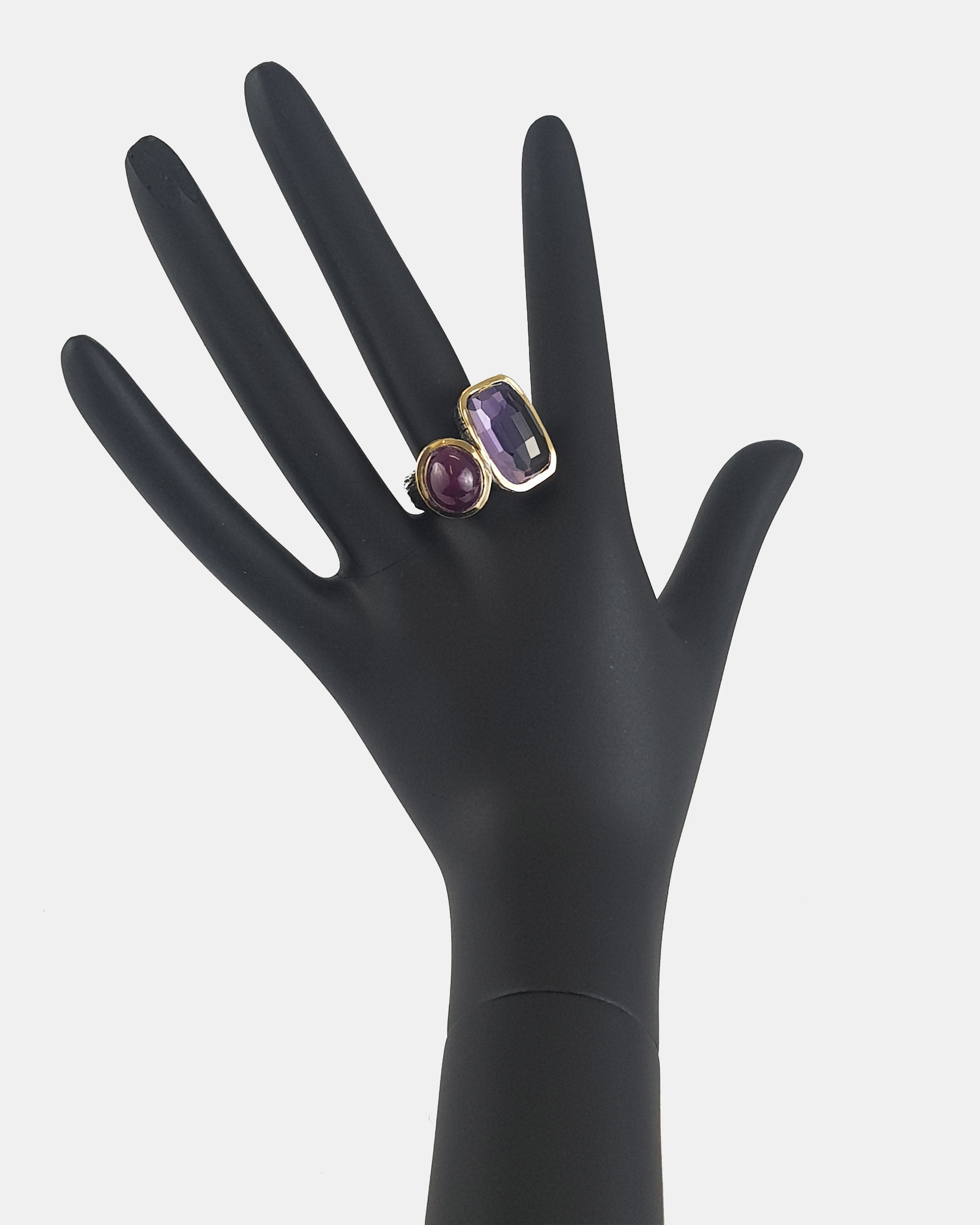 Anillo plata con amatista y rubí