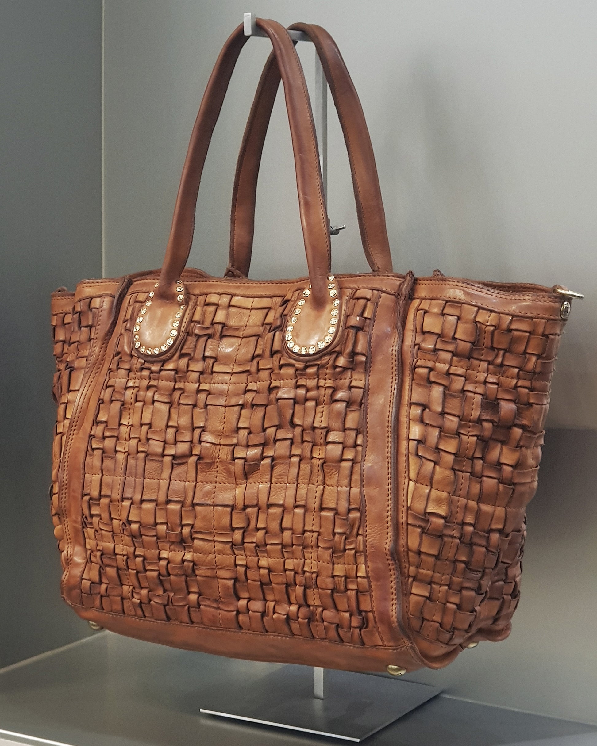 Bolso shopper trenzado piel