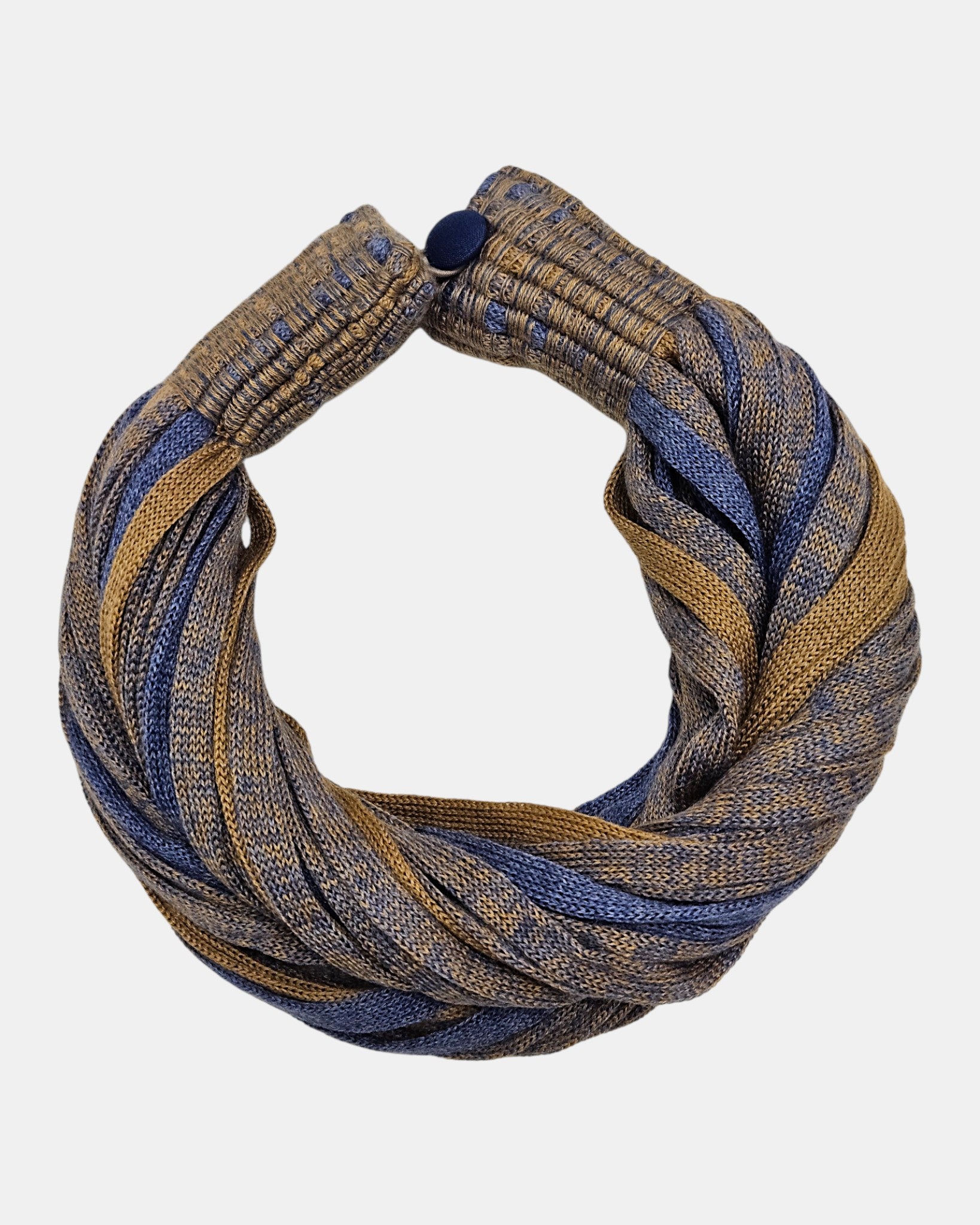 Collar cashmere y seda azul y beige