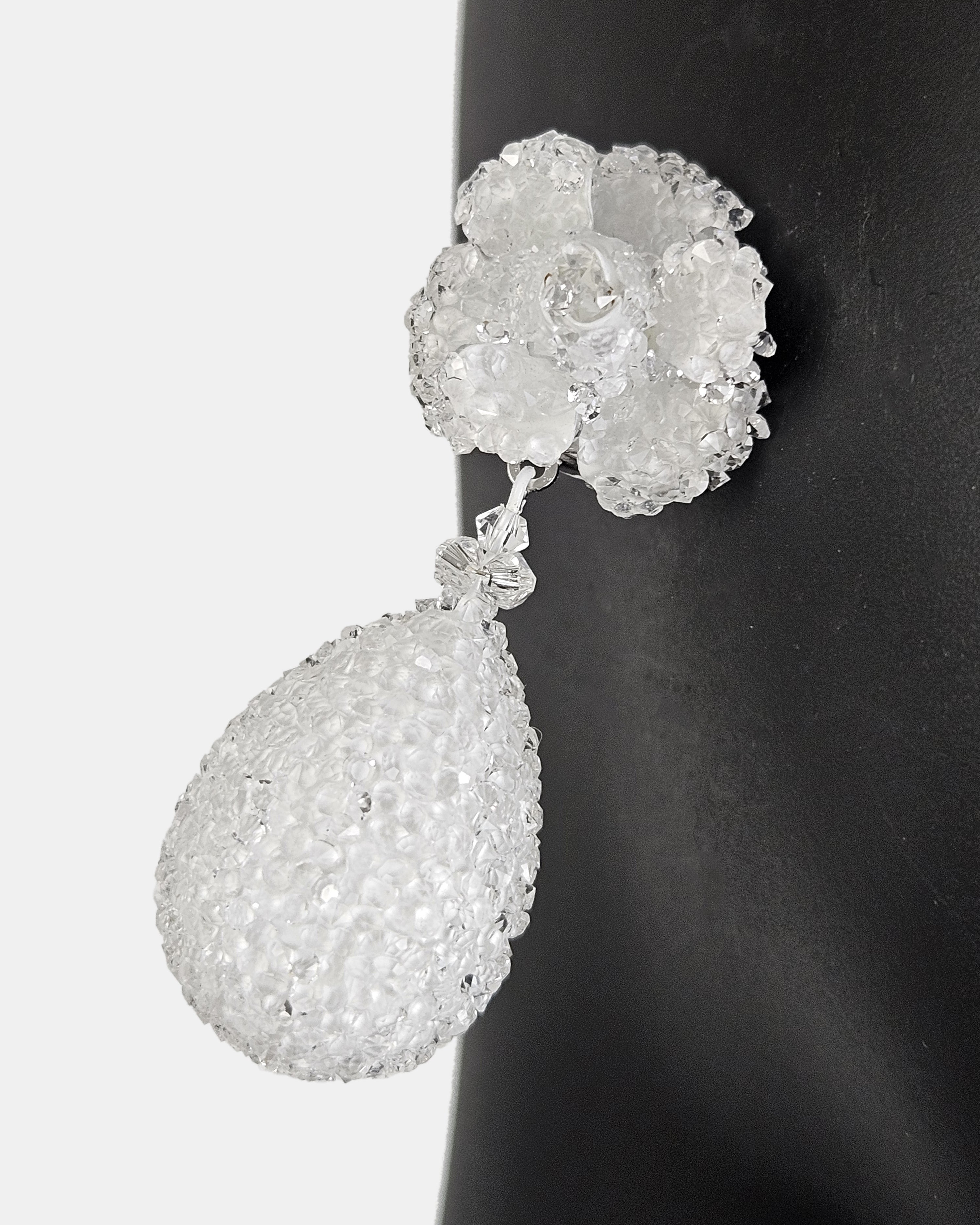 Swarovski crystal flower and teardrop pendant 