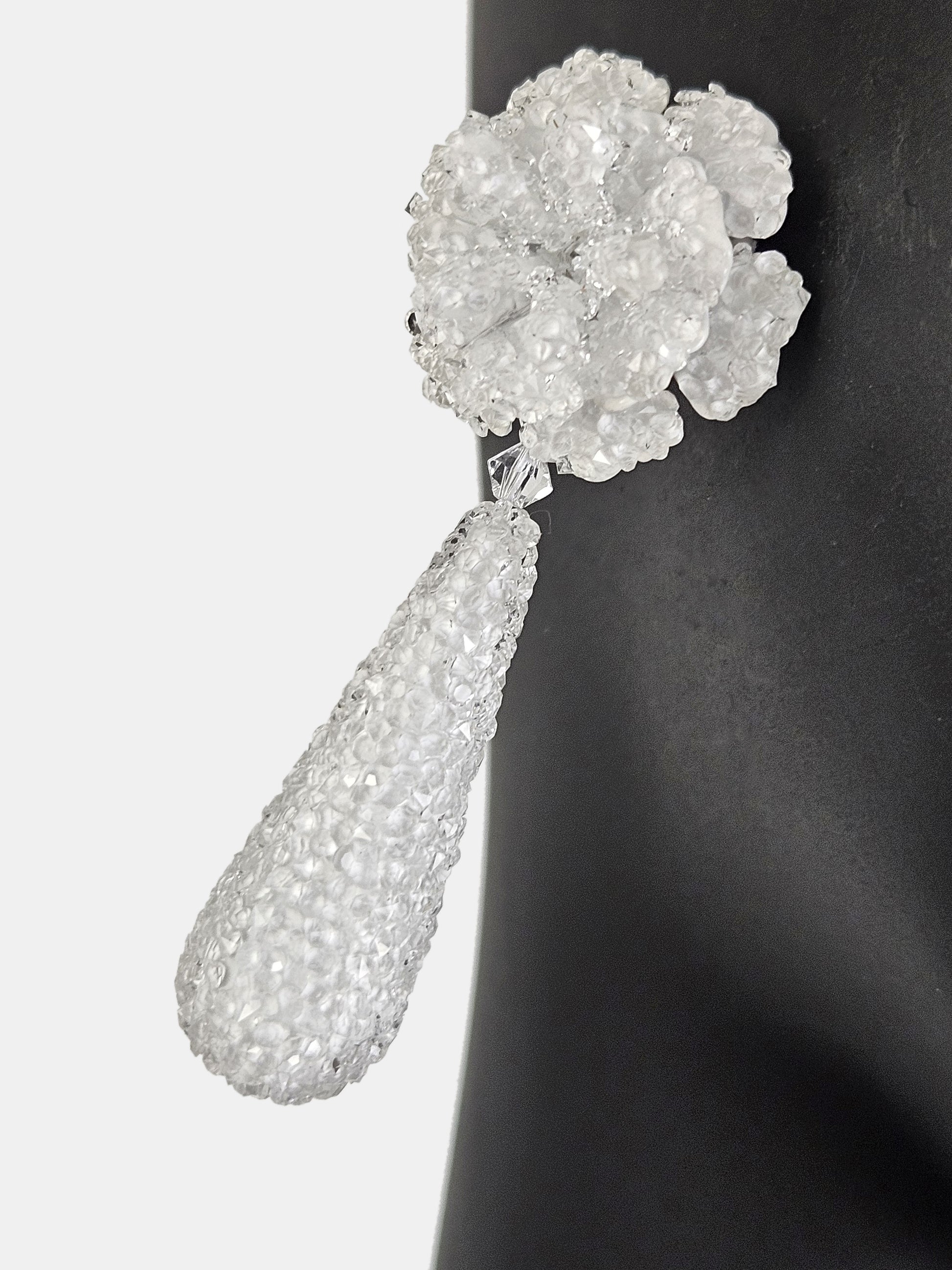 Swarovski Glacé flower and long teardrop pendant 