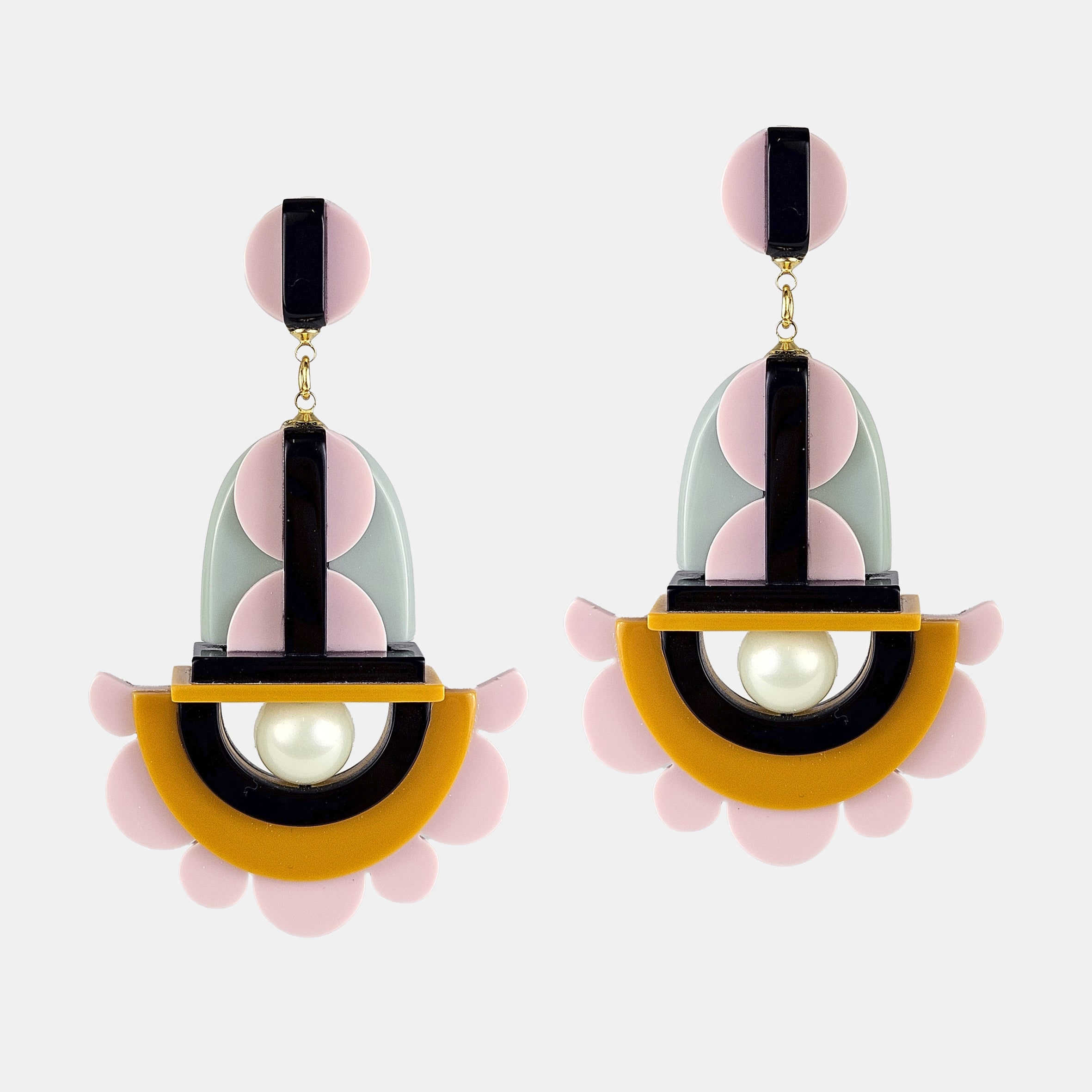 Pendiente Blonda rosa y amarillo