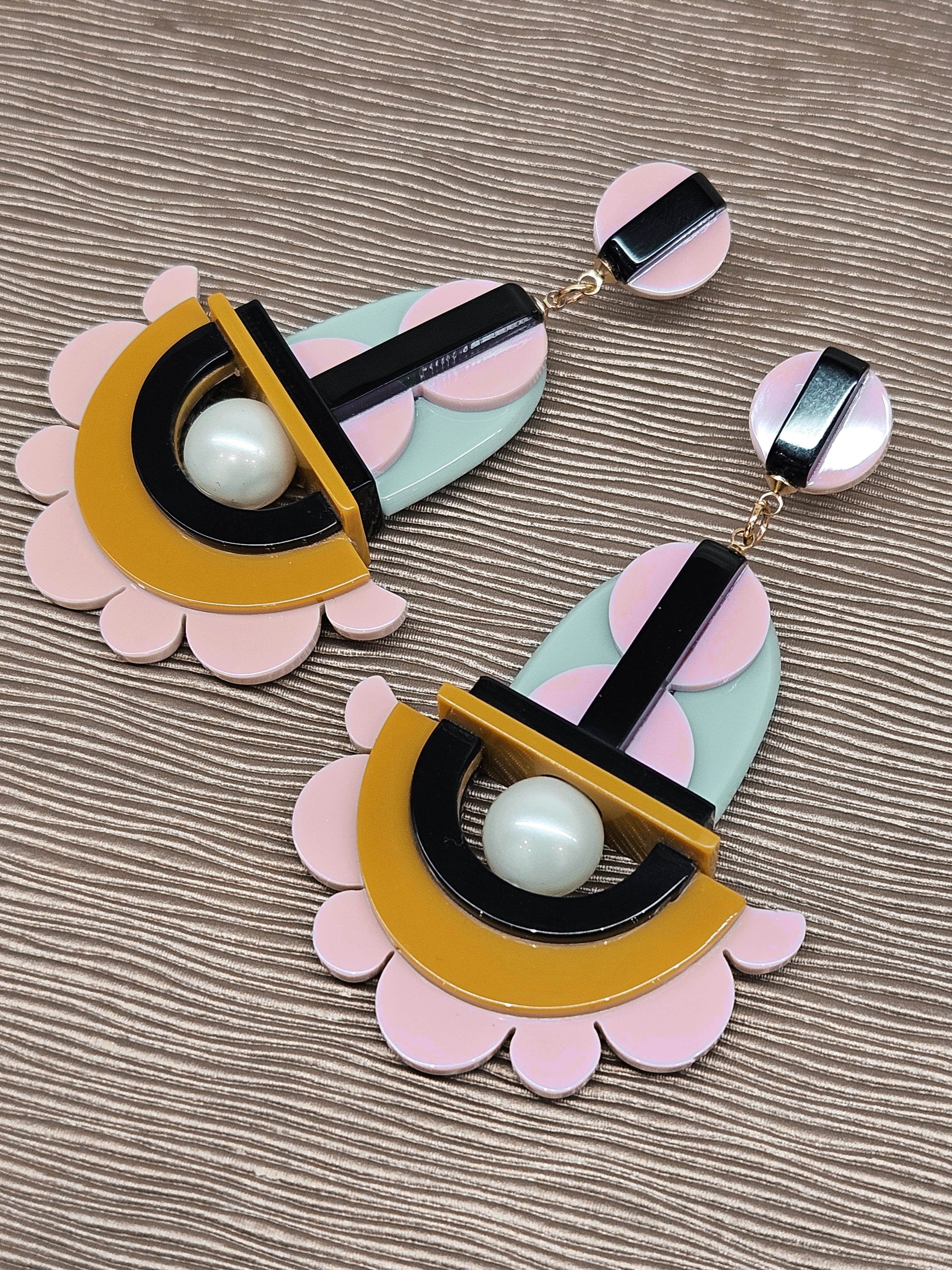 Pendiente Blonda rosa y amarillo