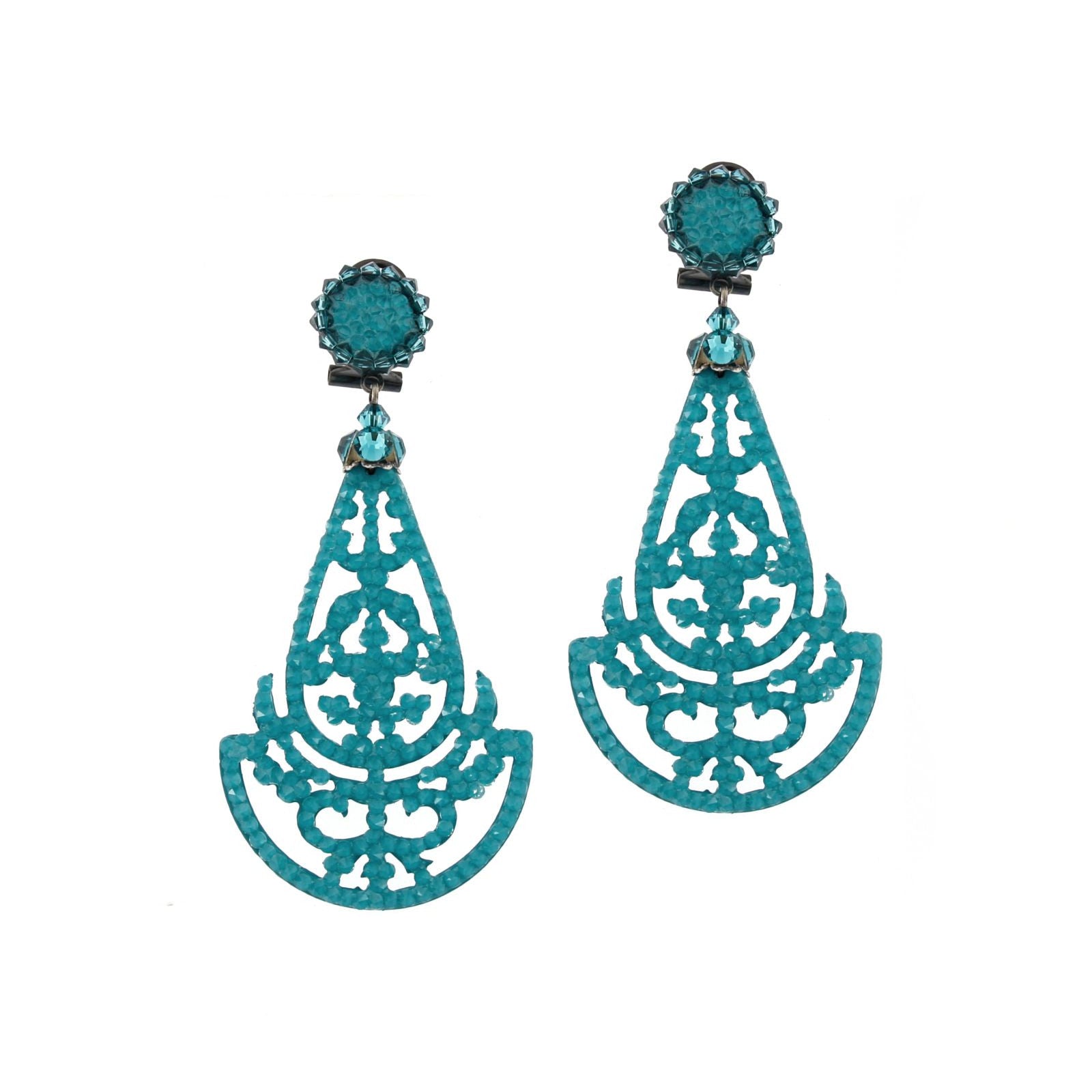 Boucles d'oreilles Dublos Swarovski bleu turquoise