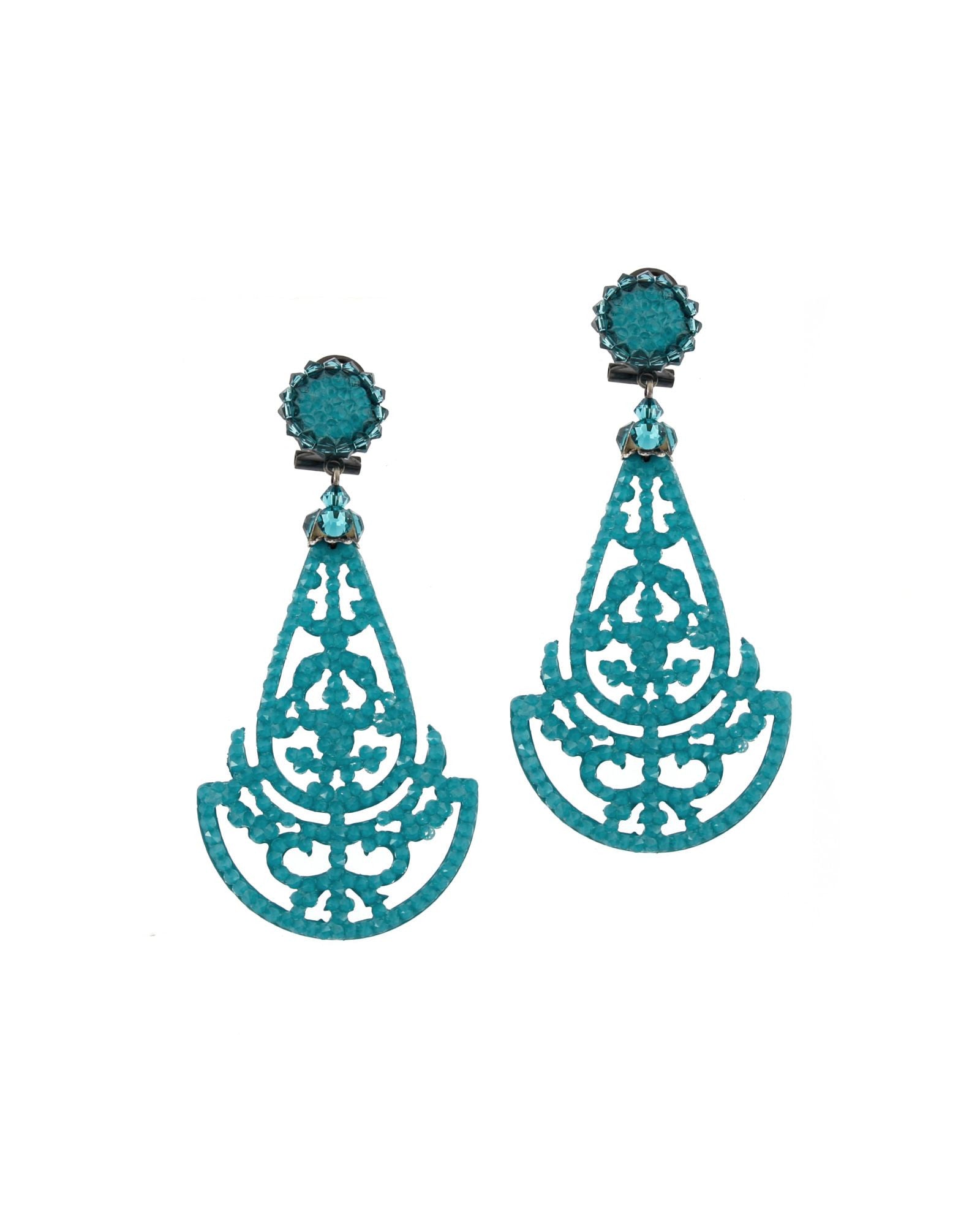 Boucles d'oreilles Dublos Swarovski bleu turquoise