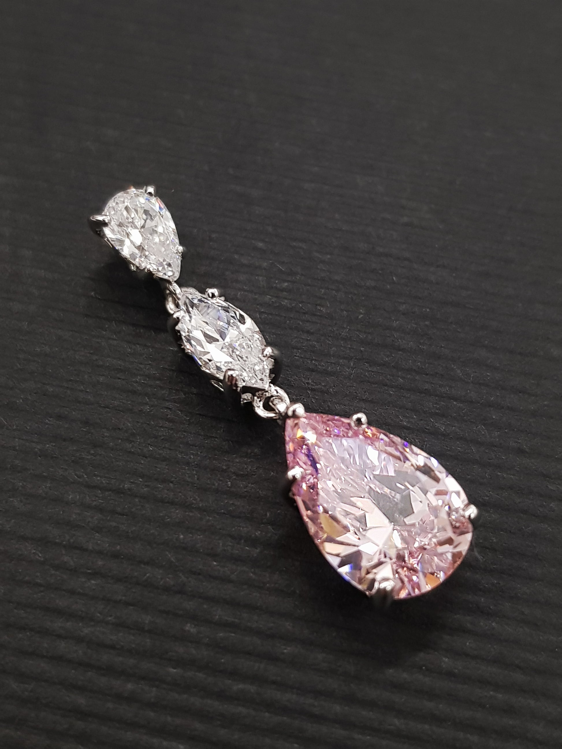 Pendientes plata y zirconita rosa