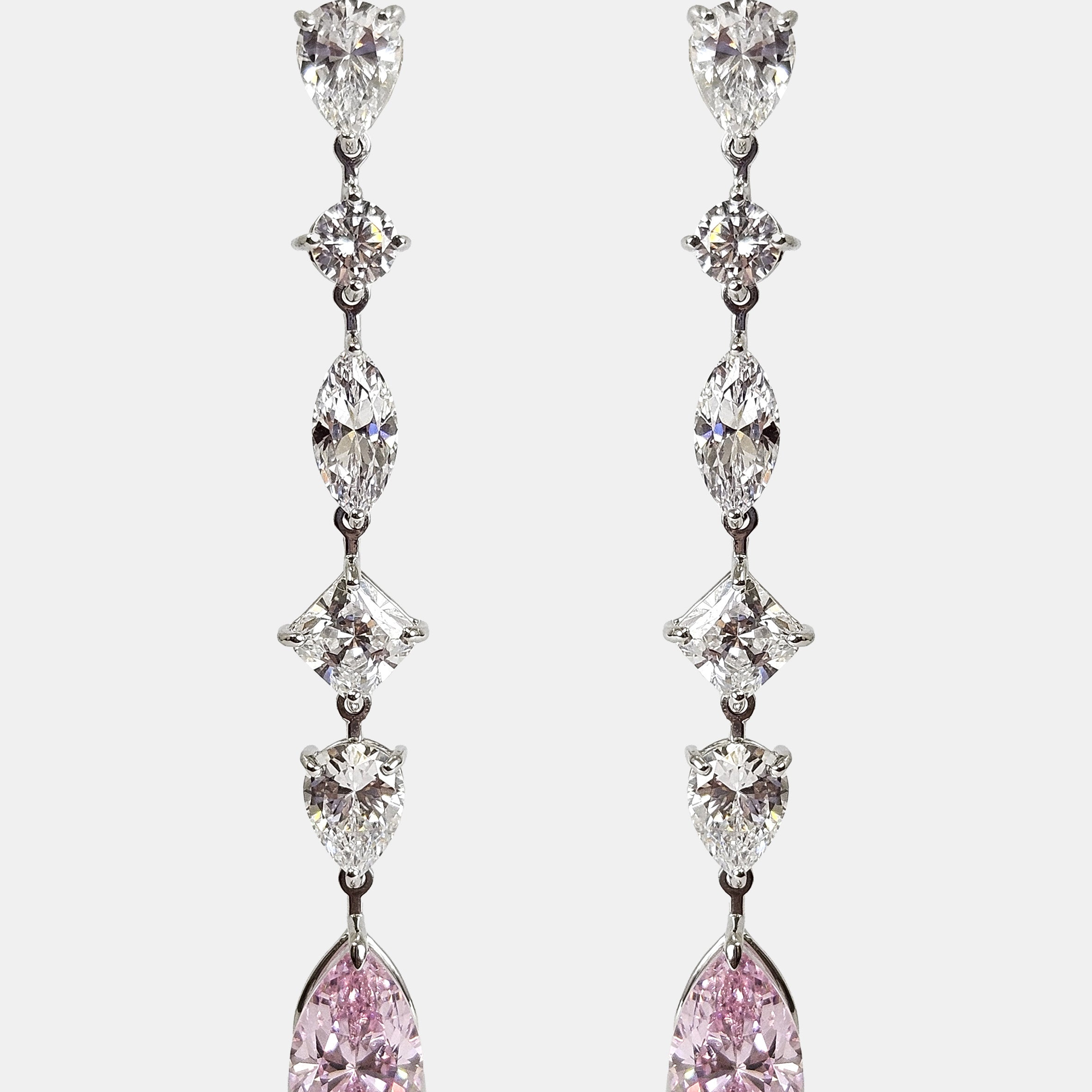 Pendiente plata cascada y zirconita rosa