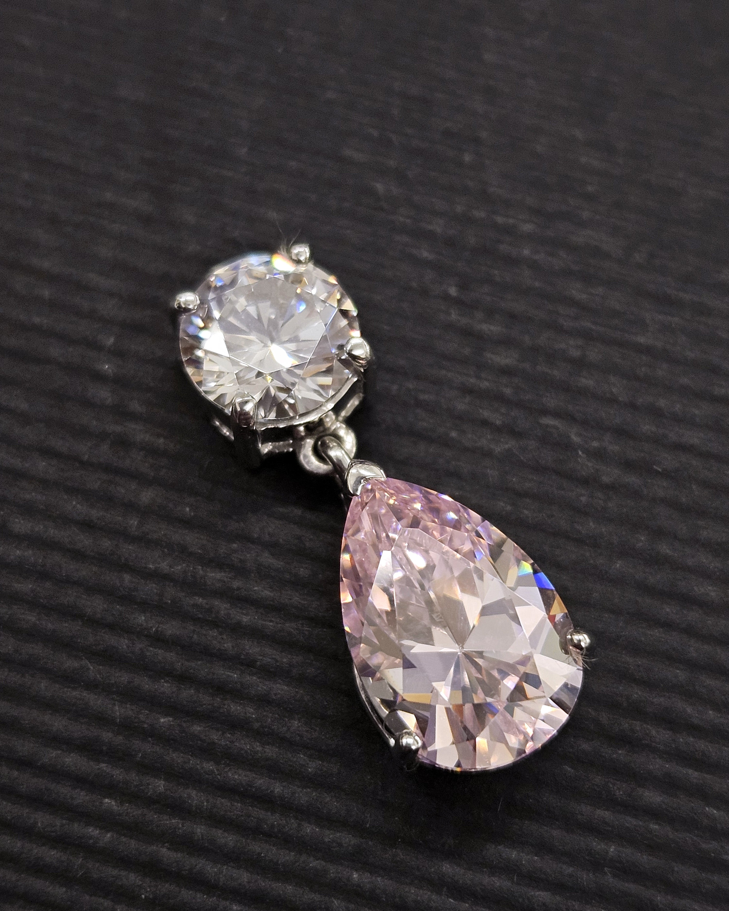 Pendientes plata y zirconita lágrima rosa