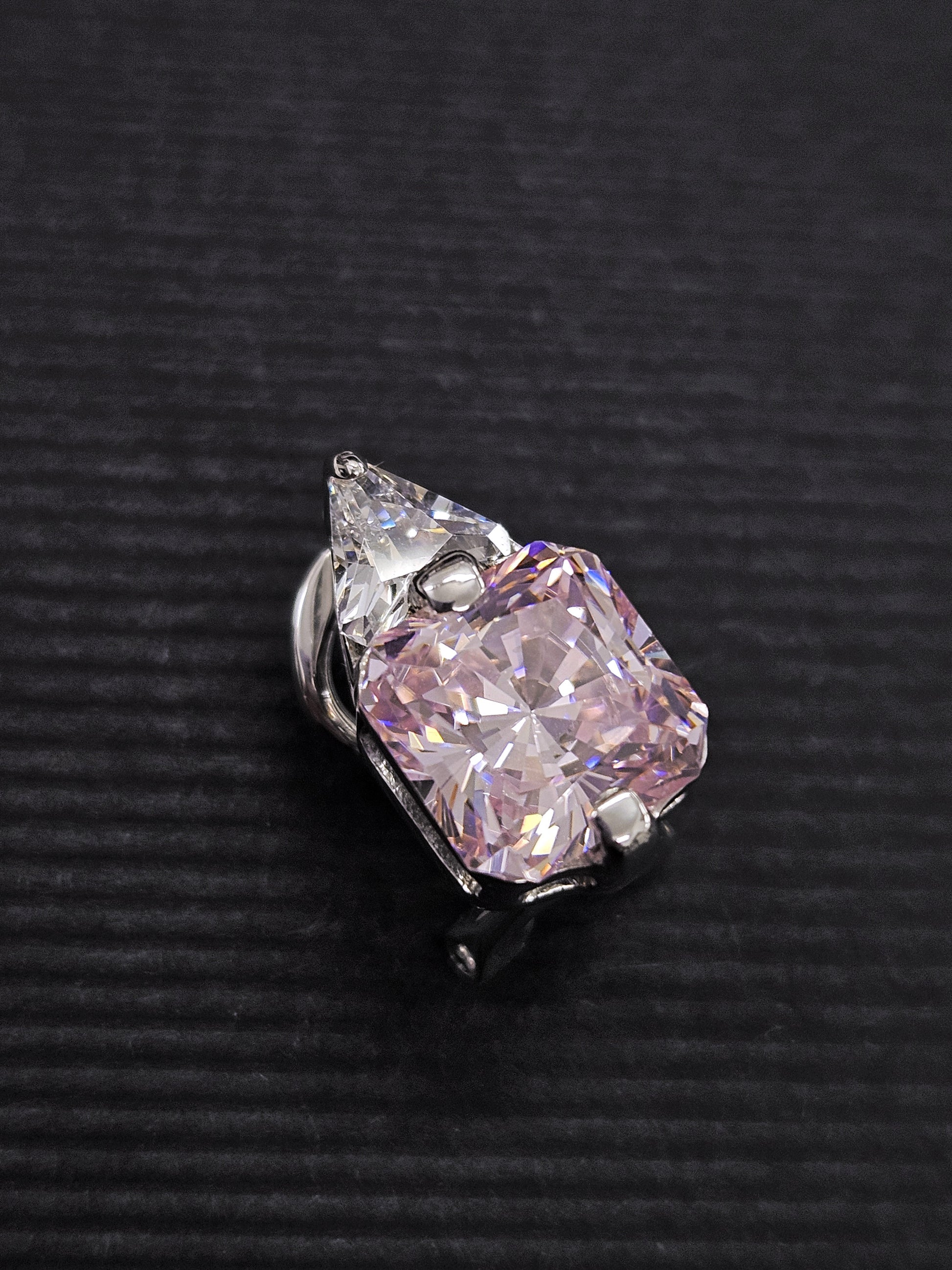 Pendientes plata y zirconita cuadrada rosa