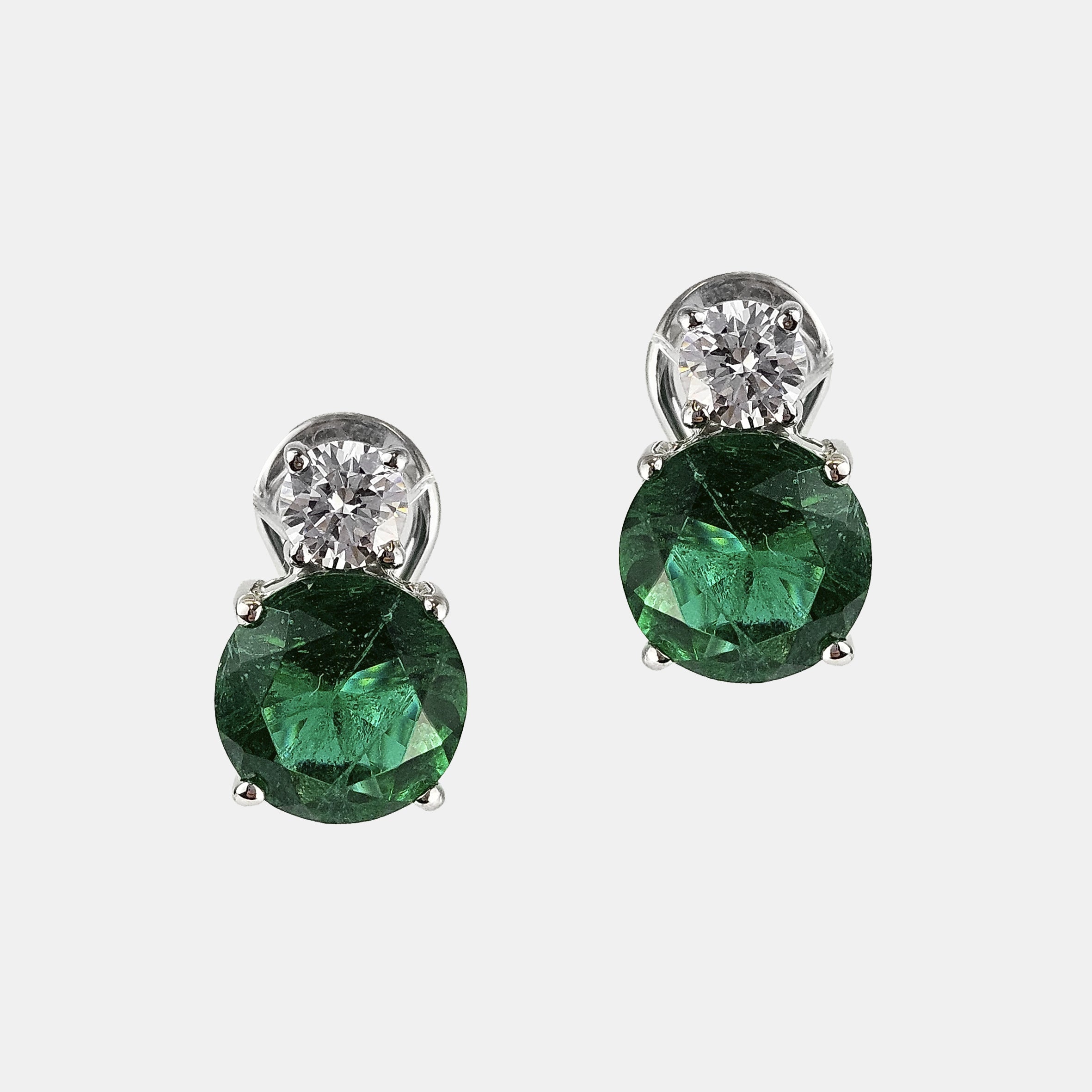 Pendientes plata y zirconita verde esmeralda