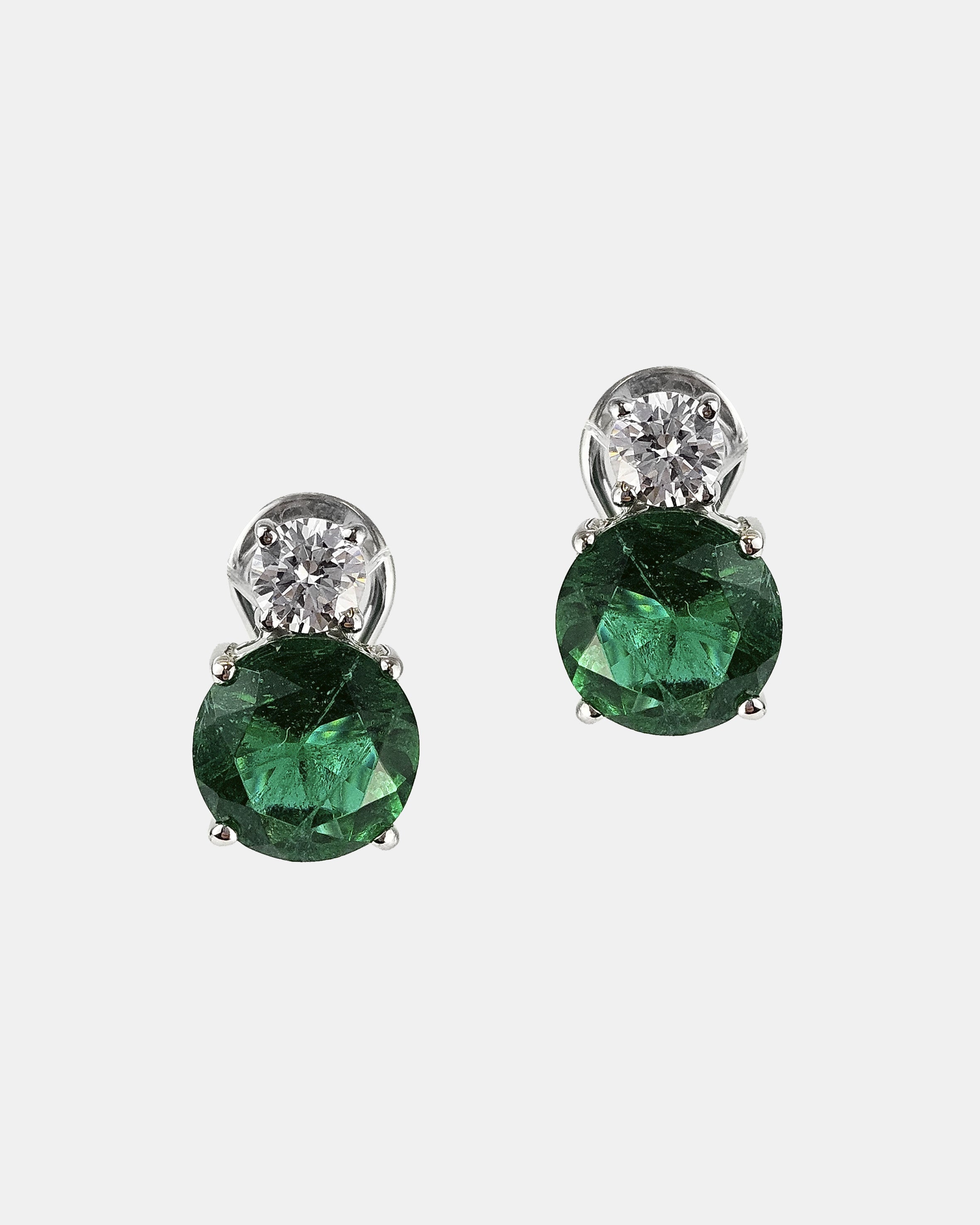 Pendientes plata y zirconita verde esmeralda