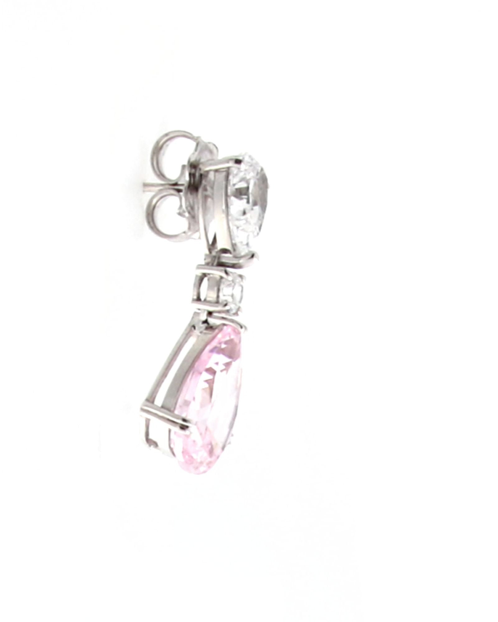 Pendiente plata y zirconita rosa pera