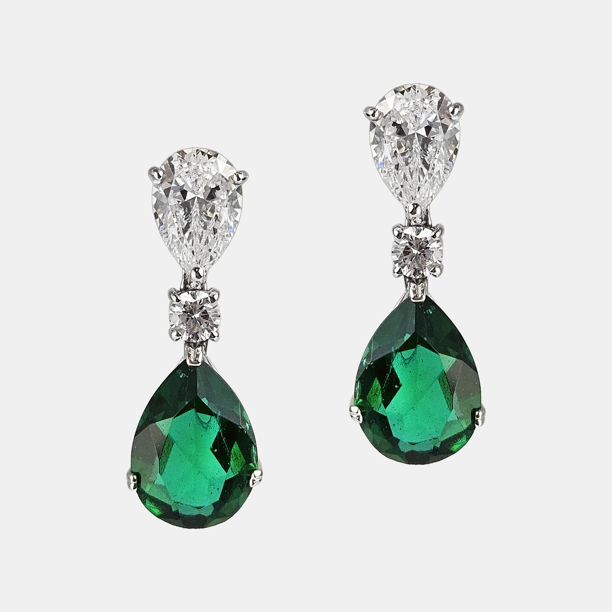 Pendientes de plata y circonita verde