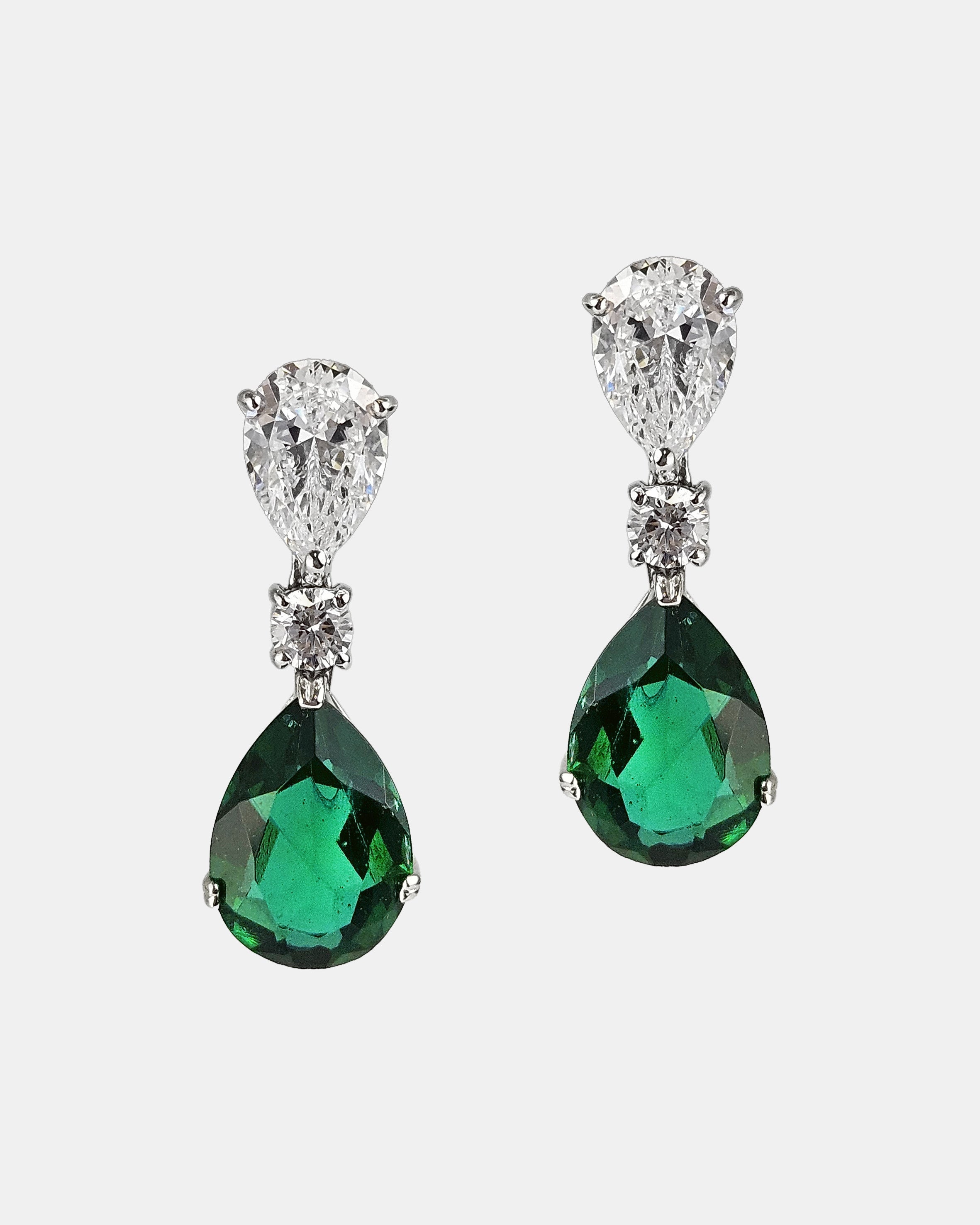 Pendientes de plata y circonita verde