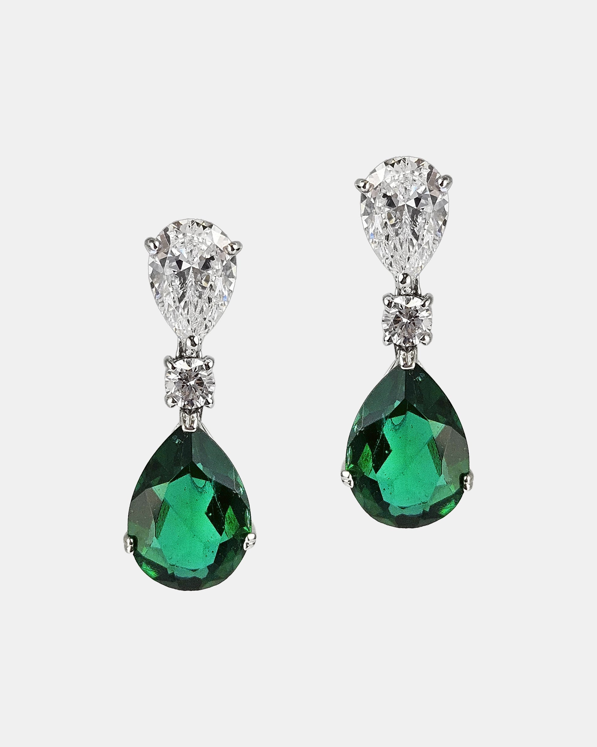 Pendientes de plata y circonita verde