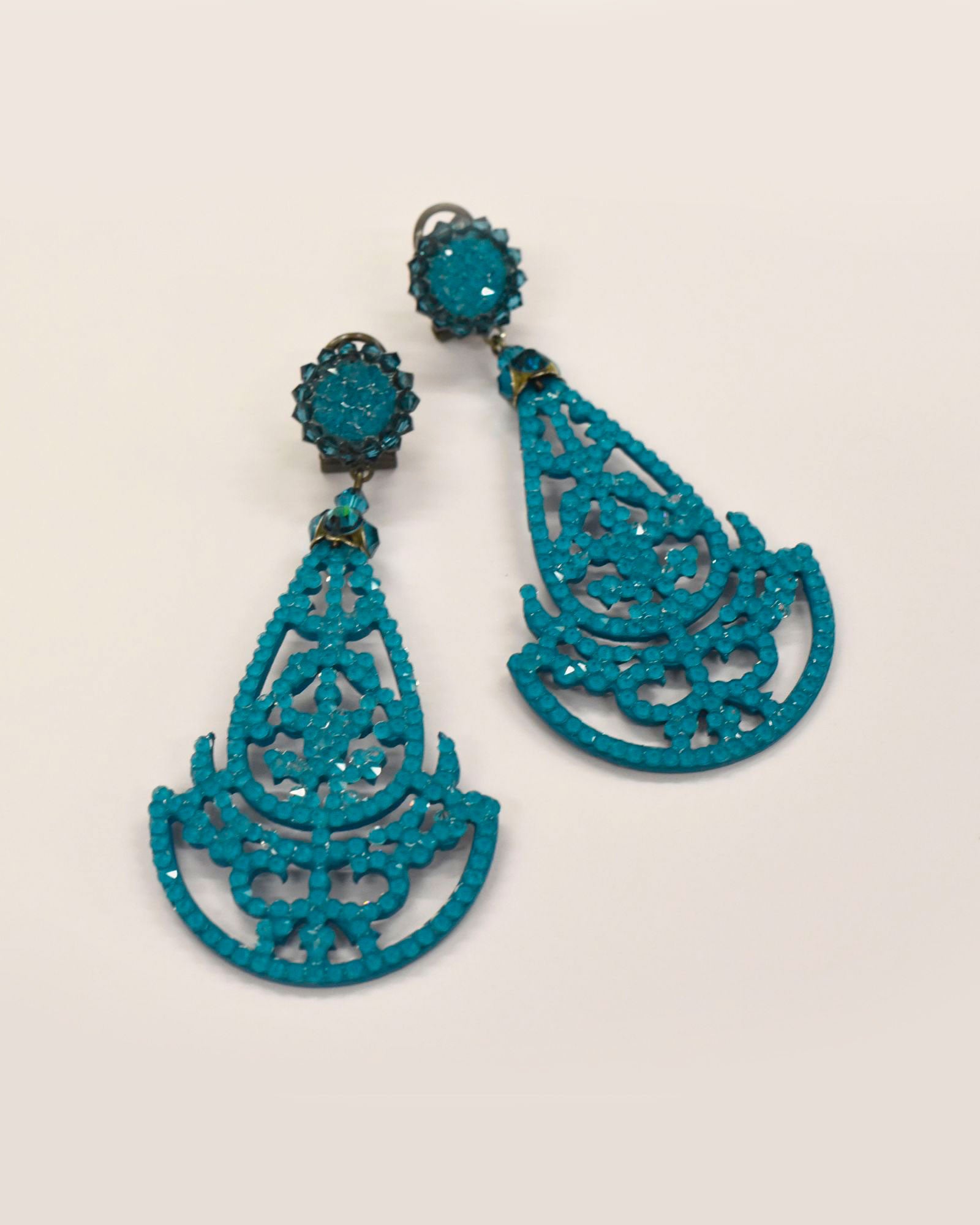 Boucles d'oreilles Dublos Swarovski bleu turquoise