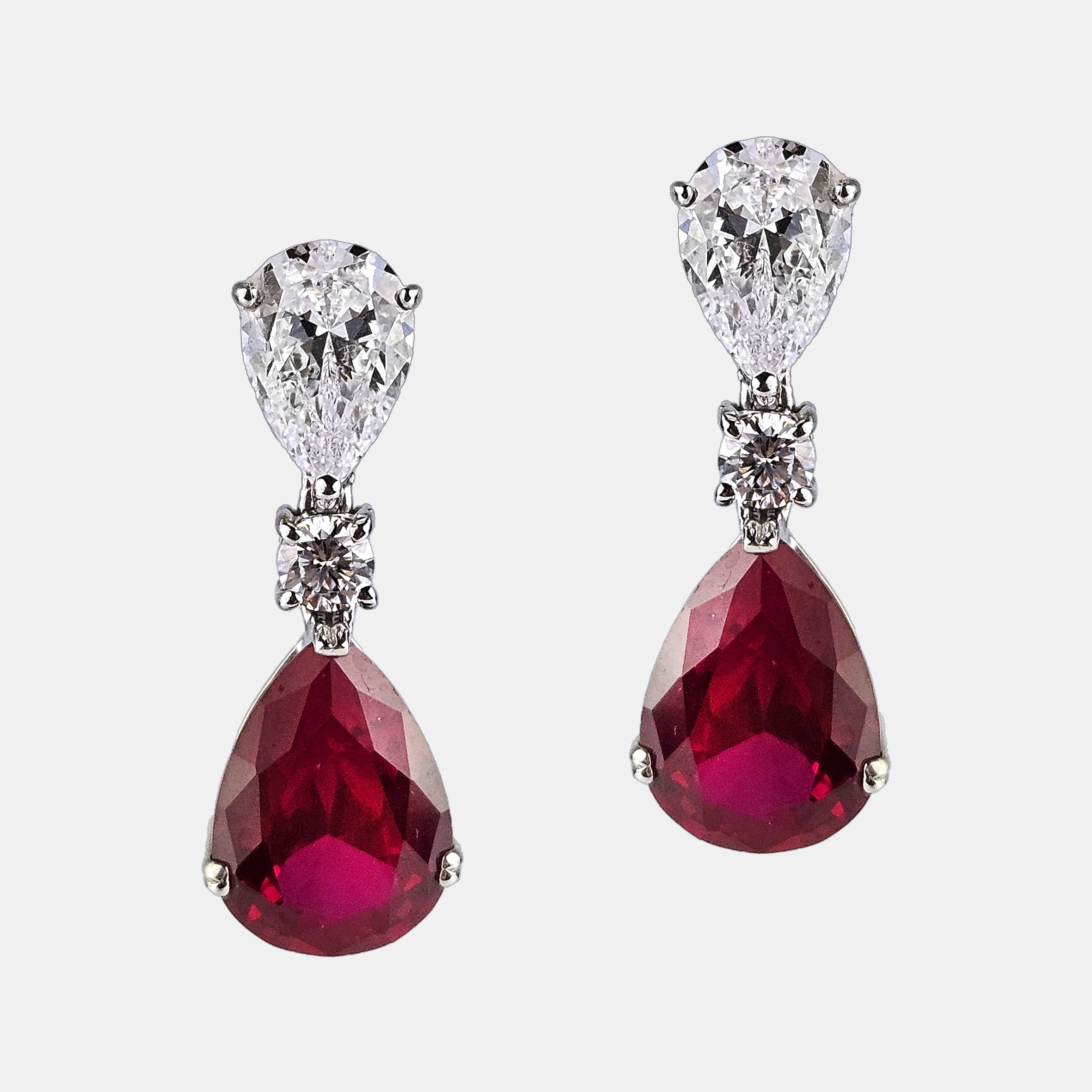 Pendientes plata y zirconita rojo