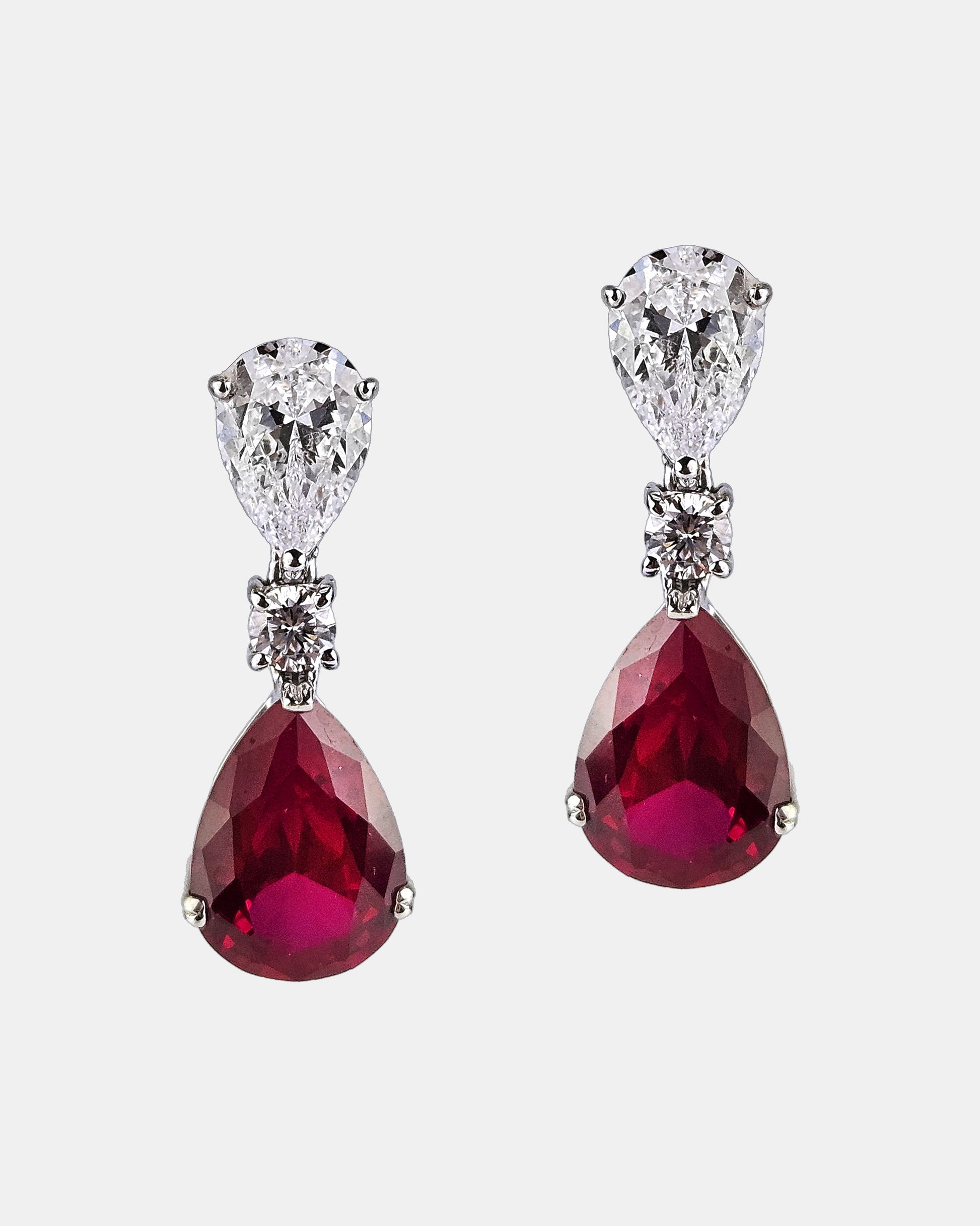 Pendientes plata y zirconita rojo