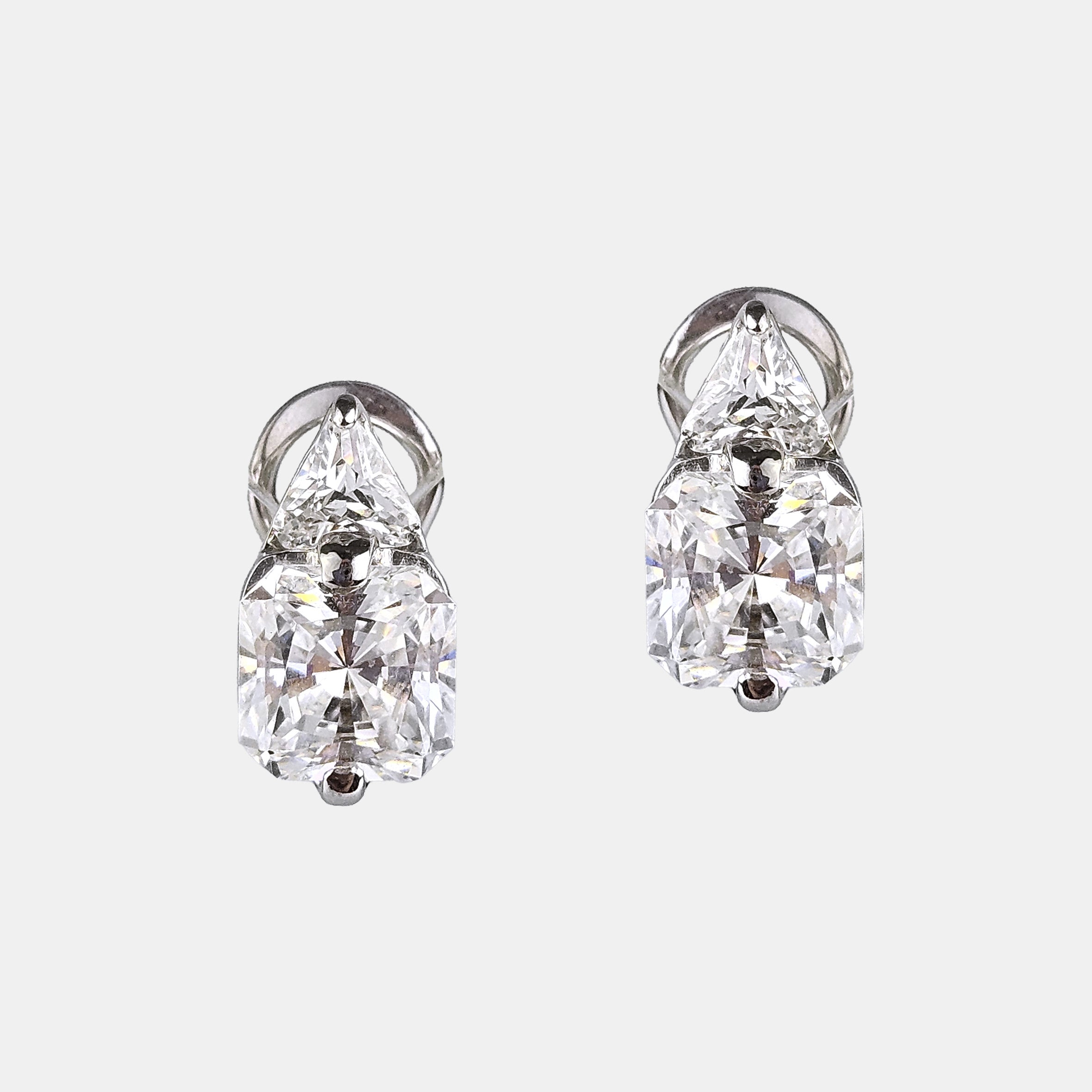 Pendientes plata y zirconita cuadrada blanca