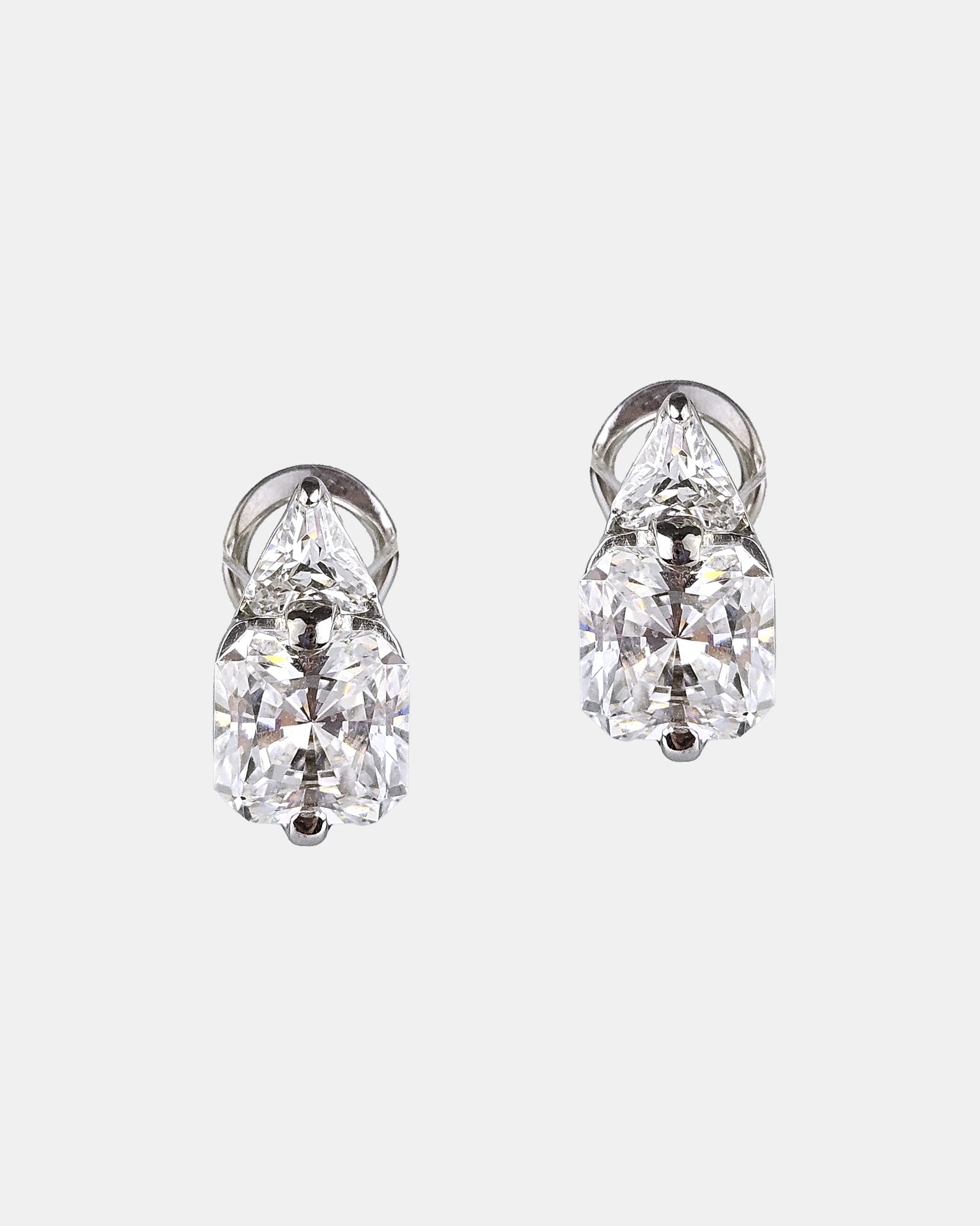 Pendientes plata y zirconita cuadrada blanca