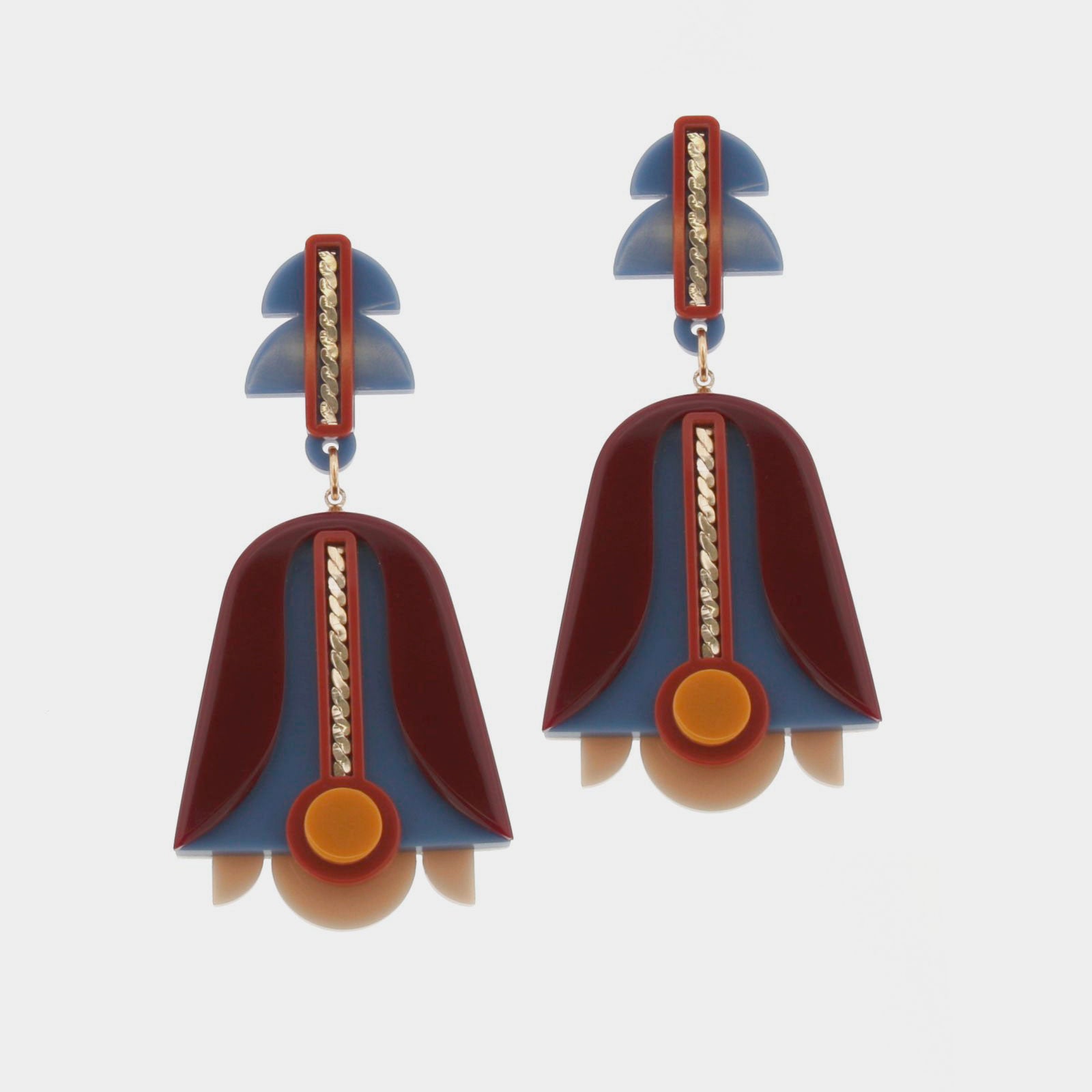 Pendientes largos Gloria granate y azul