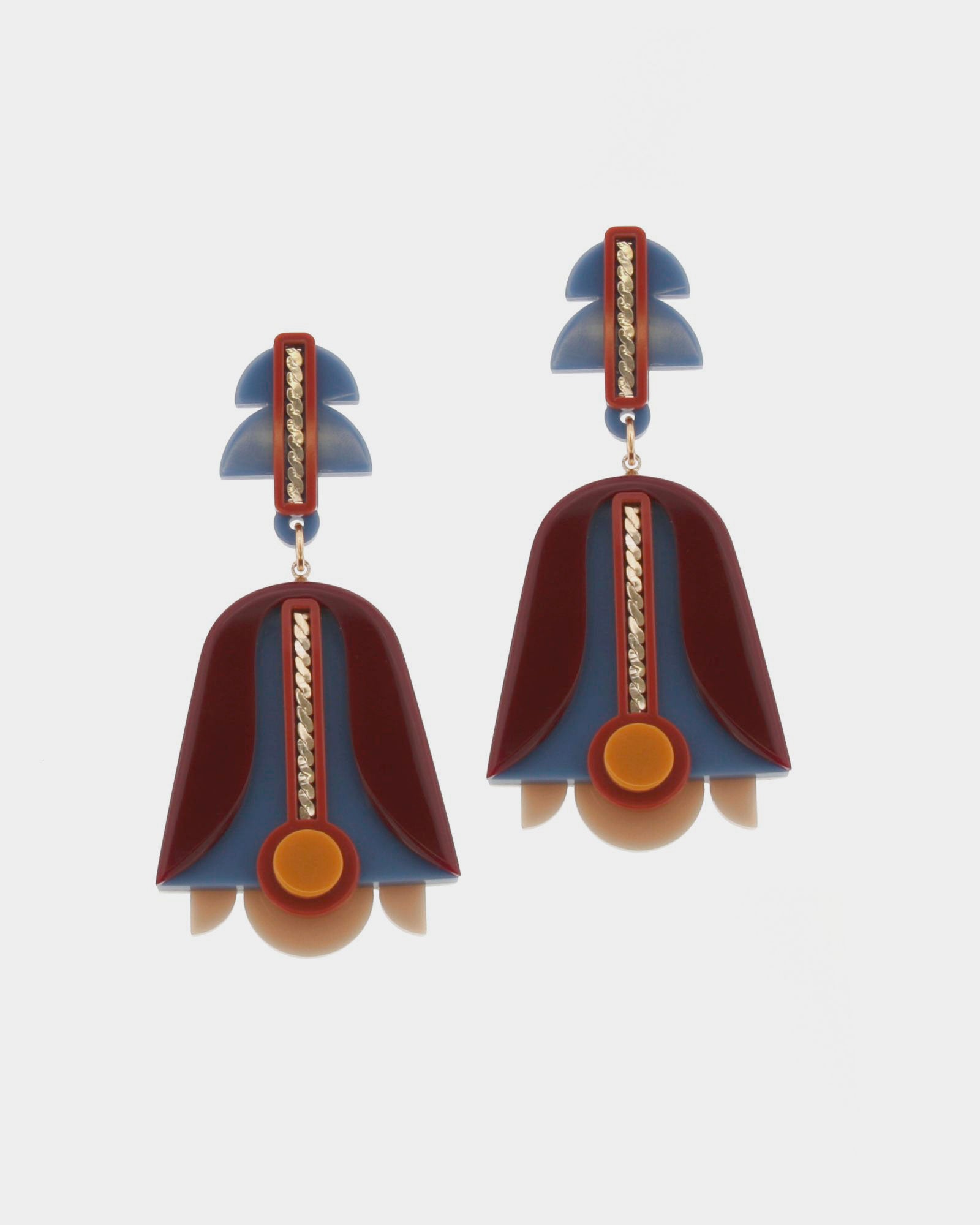 Pendientes largos Gloria granate y azul