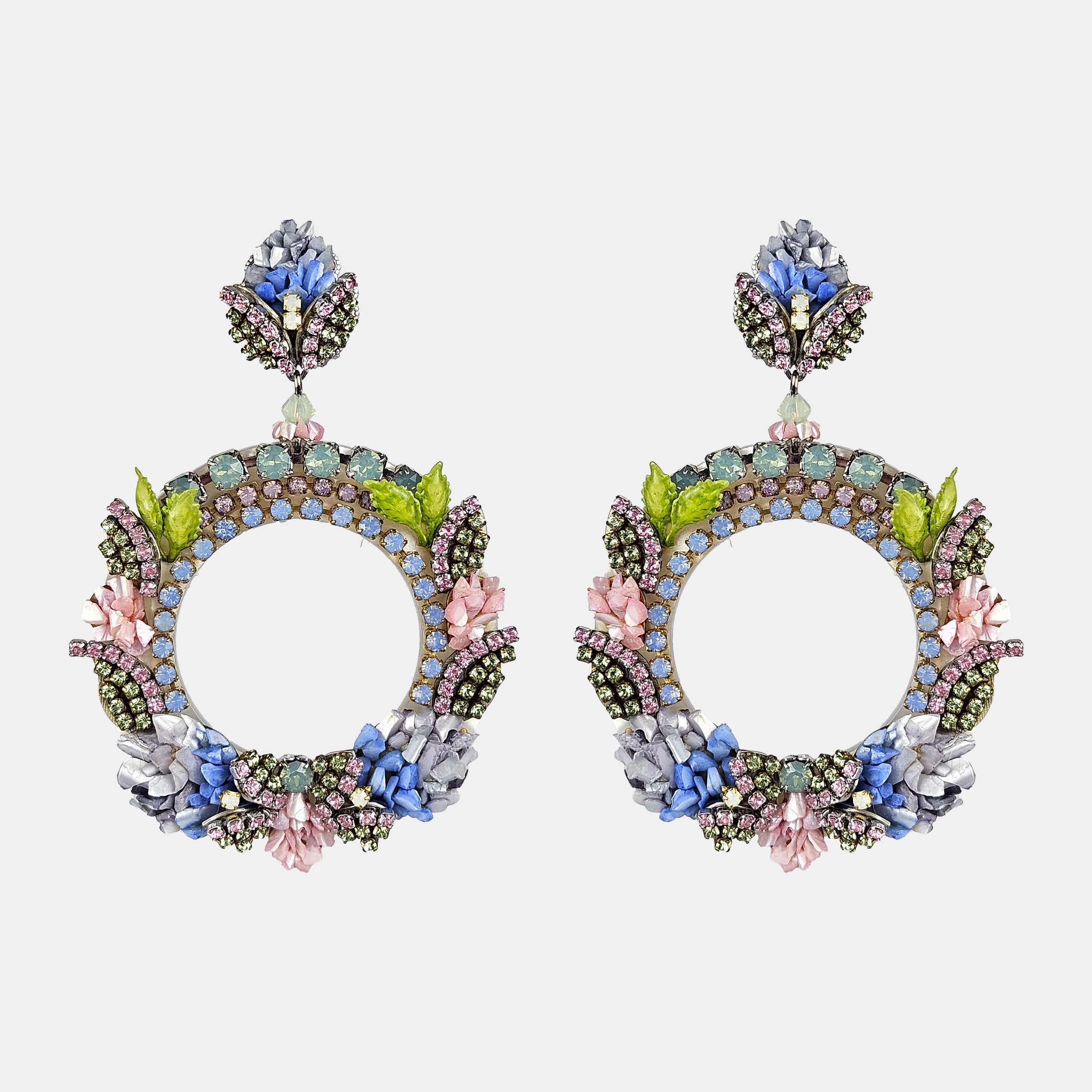 Boucles d'oreilles créoles Capion ornées de strass et de nacre 