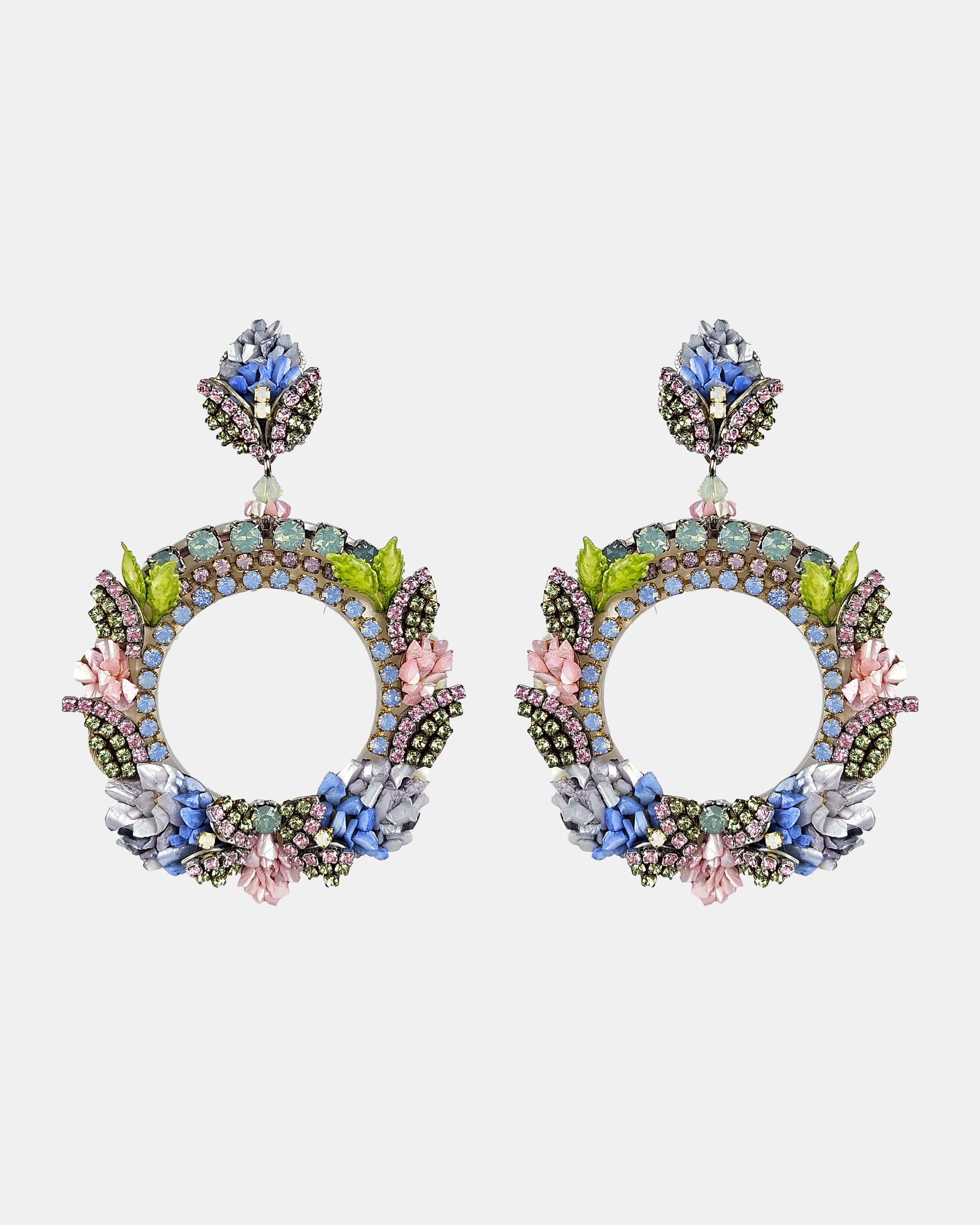 Capion Hoop Earrings with rhinestones and mother-of-pearl 