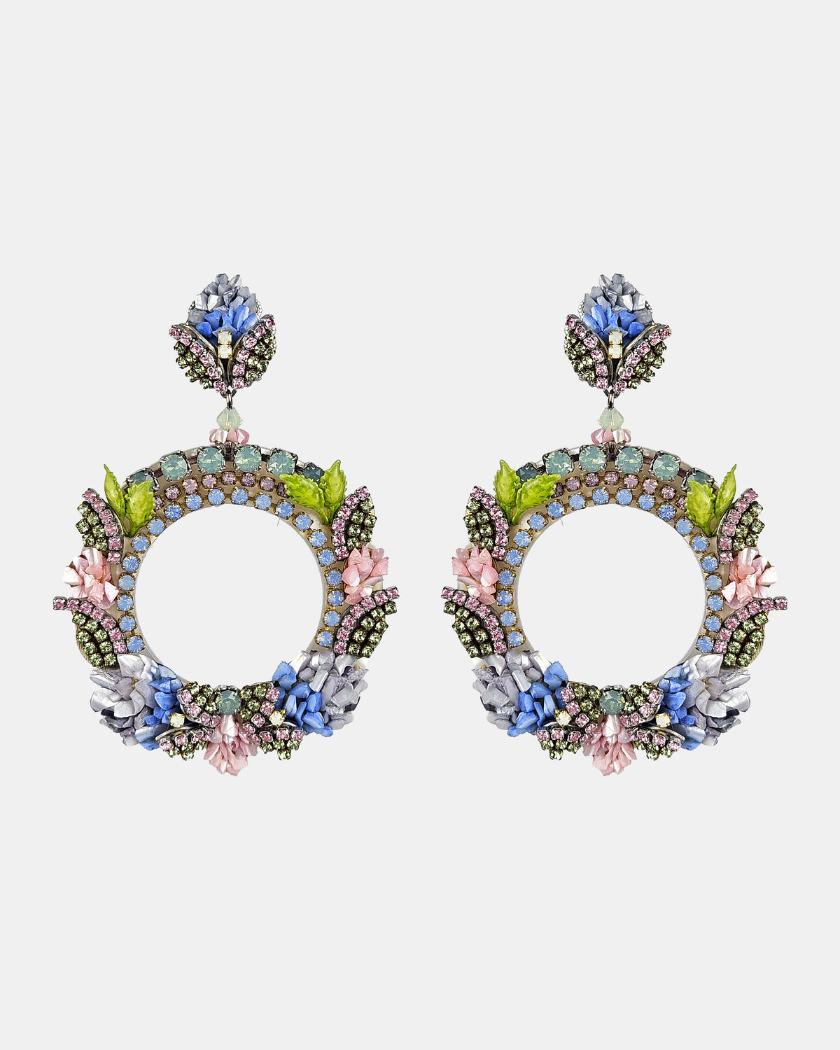Boucles d'oreilles créoles Capion ornées de strass et de nacre 