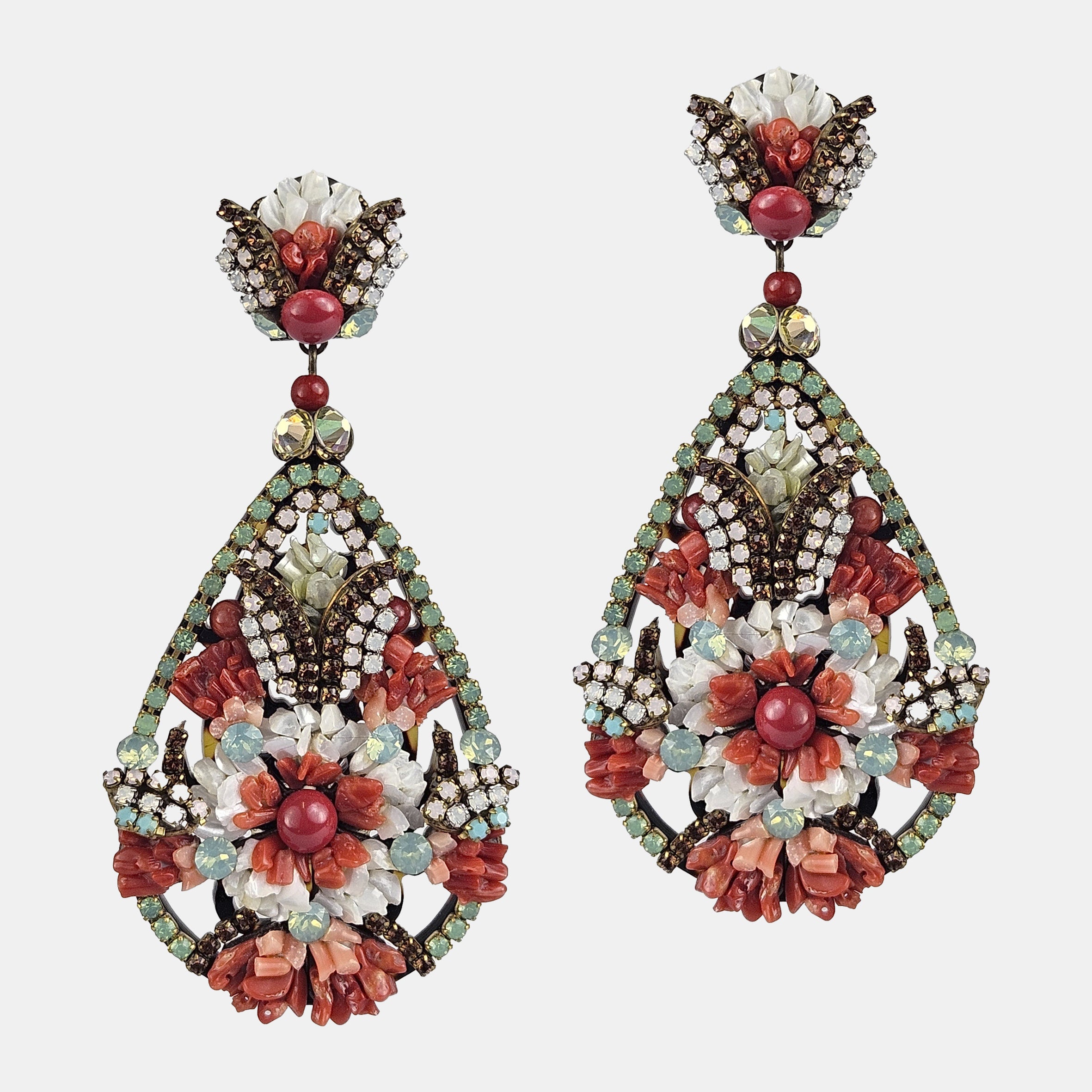 Pendientes Fuste medianos strass y nácar