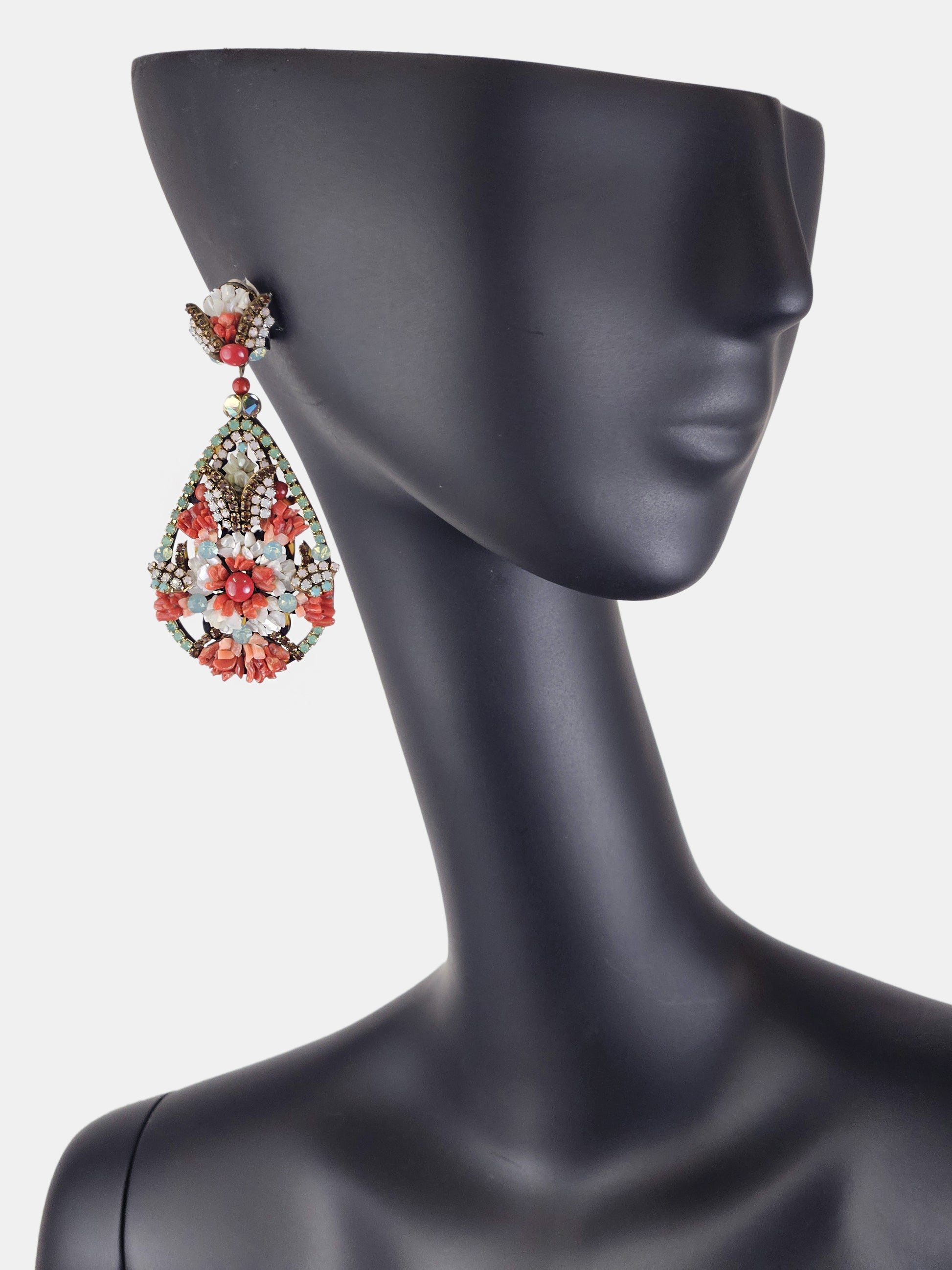 Pendientes Fuste medianos strass y nácar