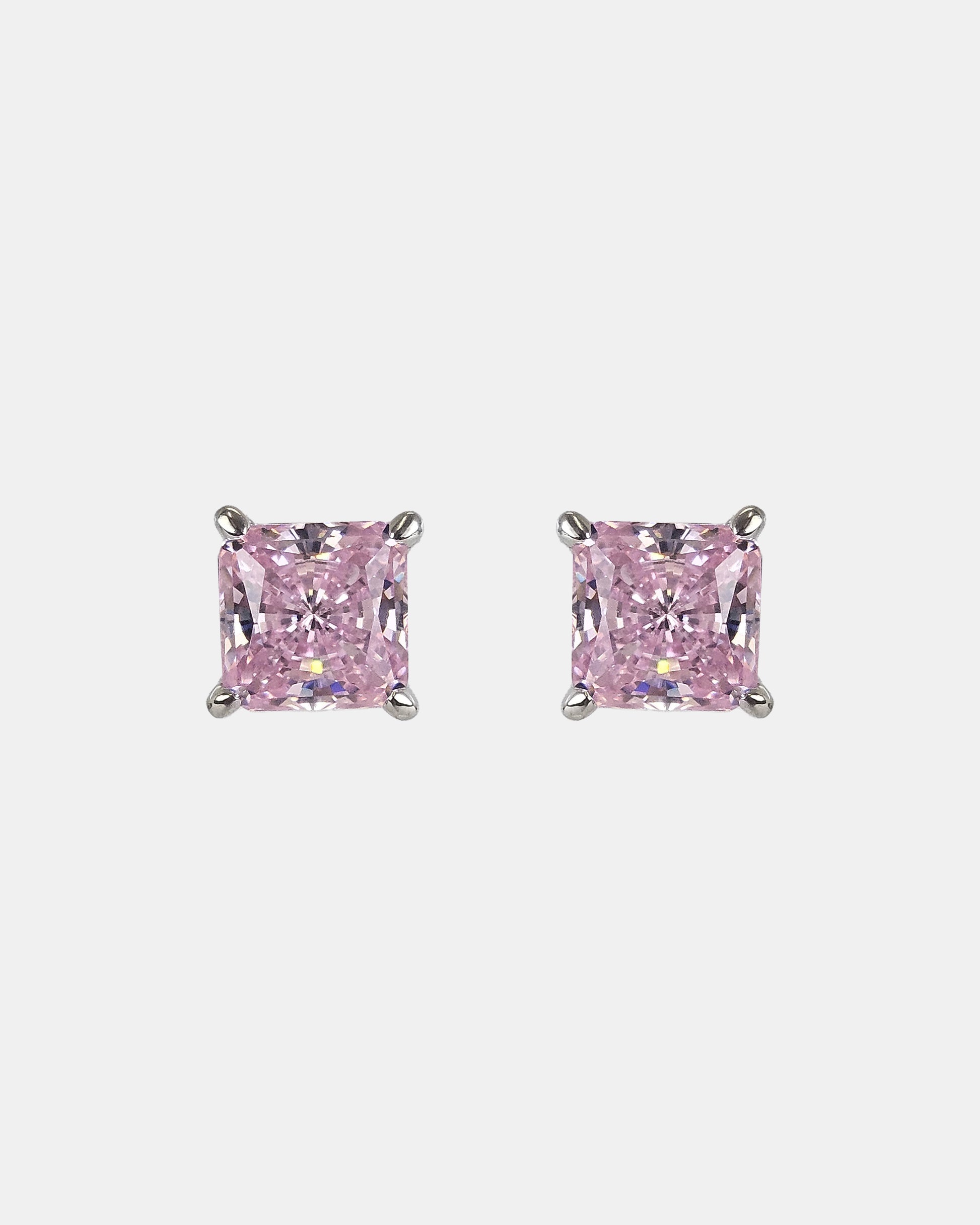 Pendiente solitario cuadrado rosa pequeño