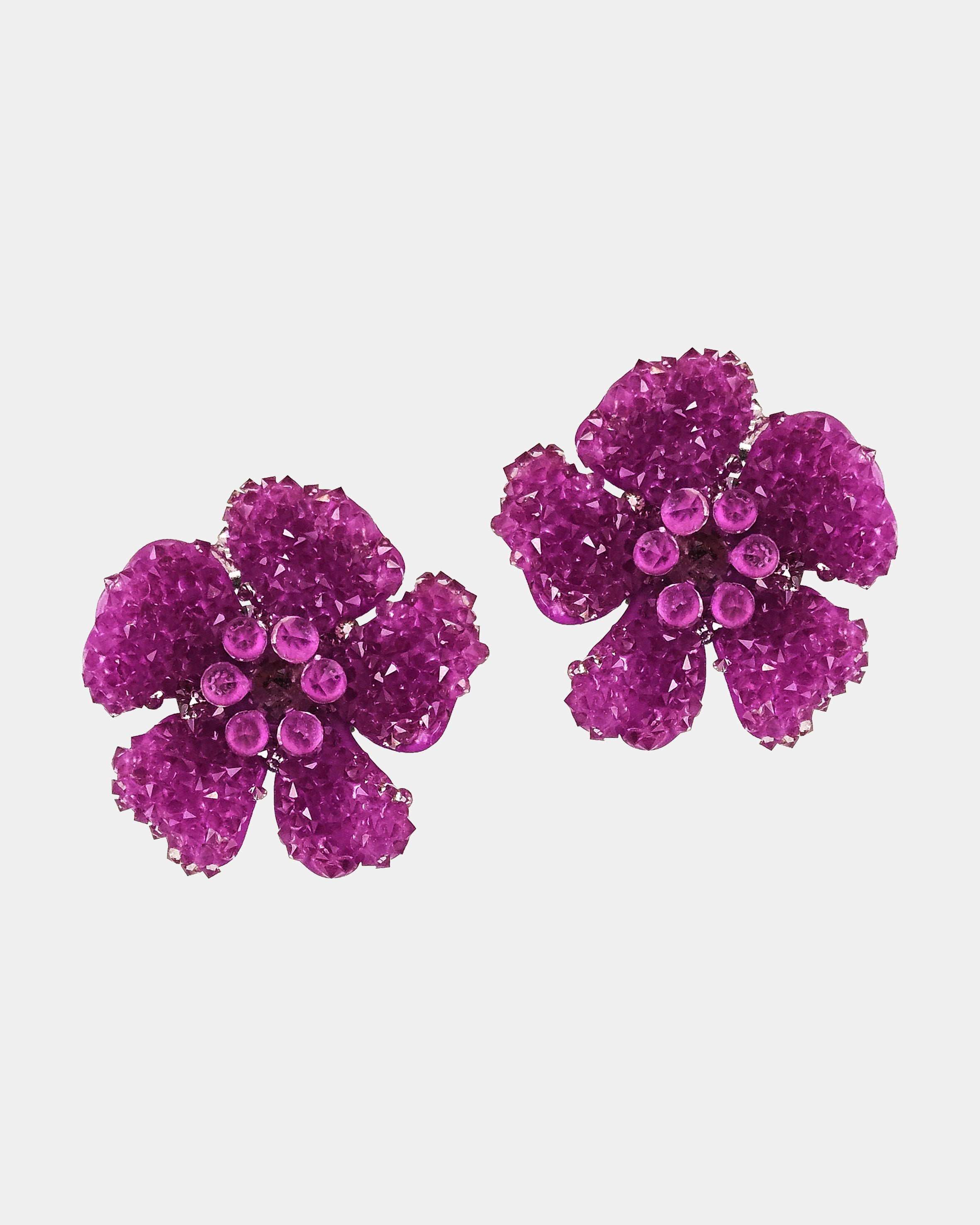 Magenta Swarovski flower earrings