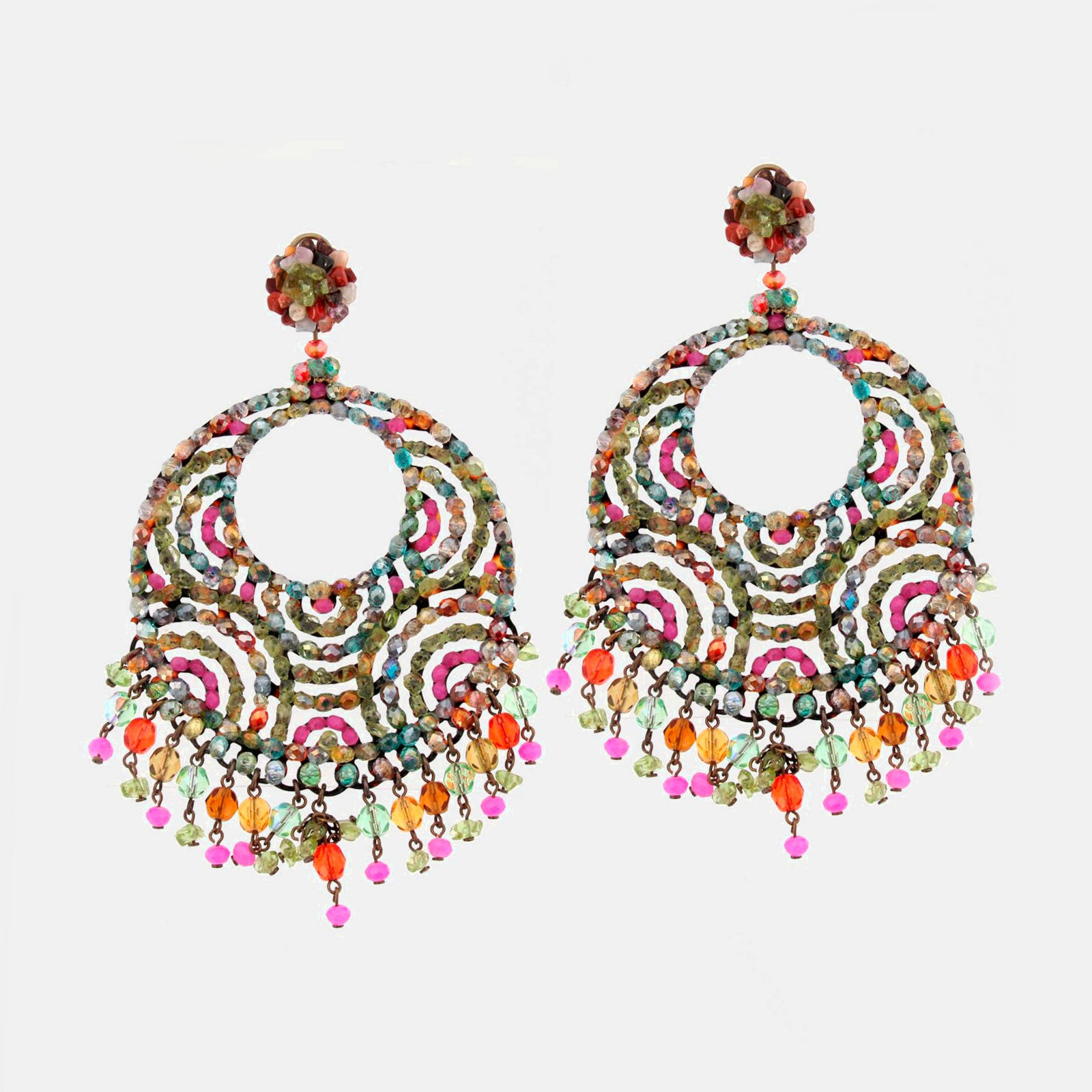 Pendientes Dublos de minerales multicolor