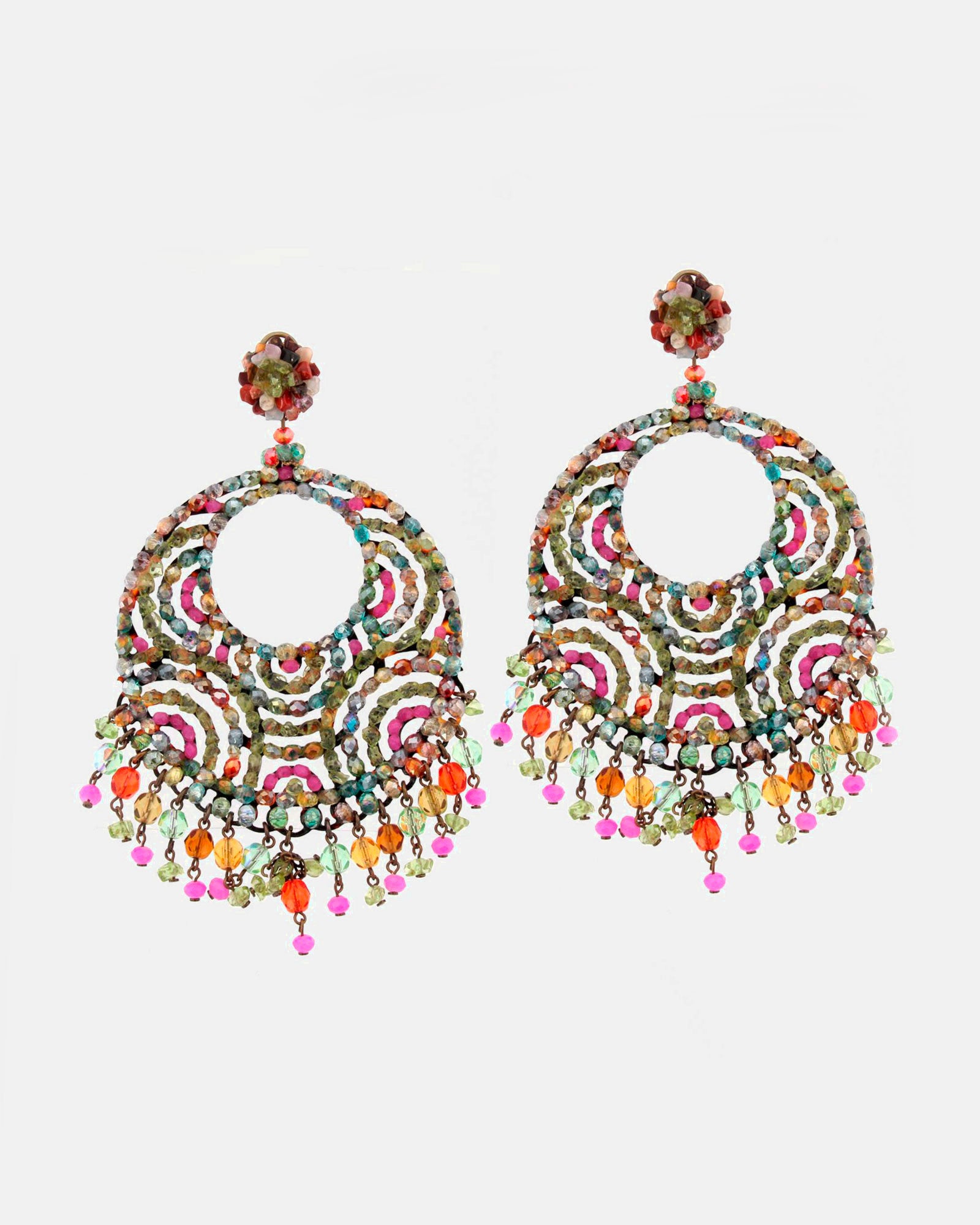 Pendientes Dublos de minerales multicolor