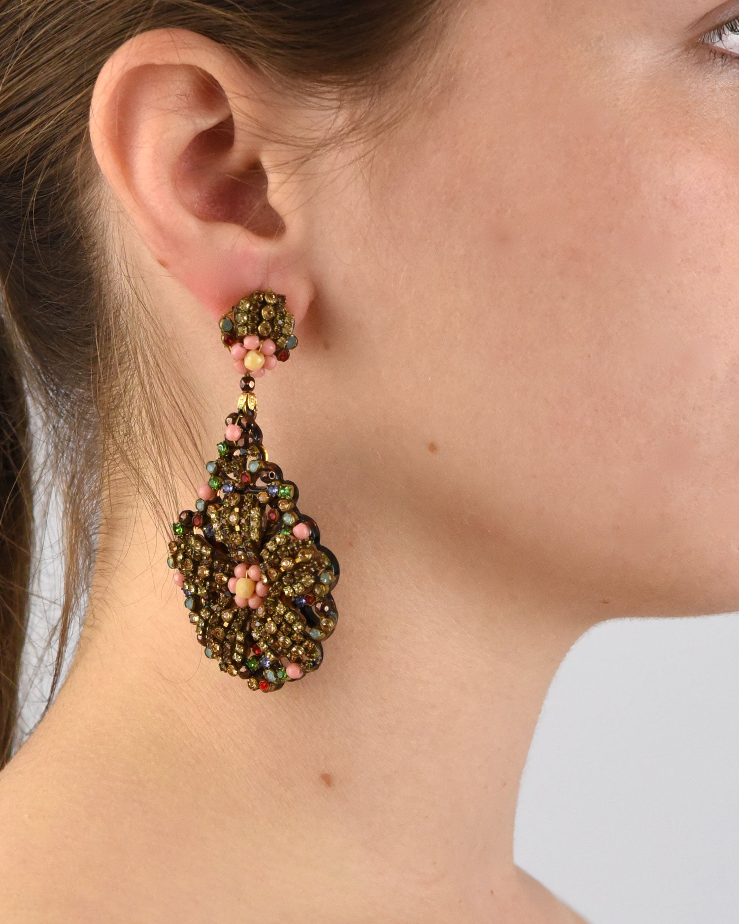 Pink flower party earrings 