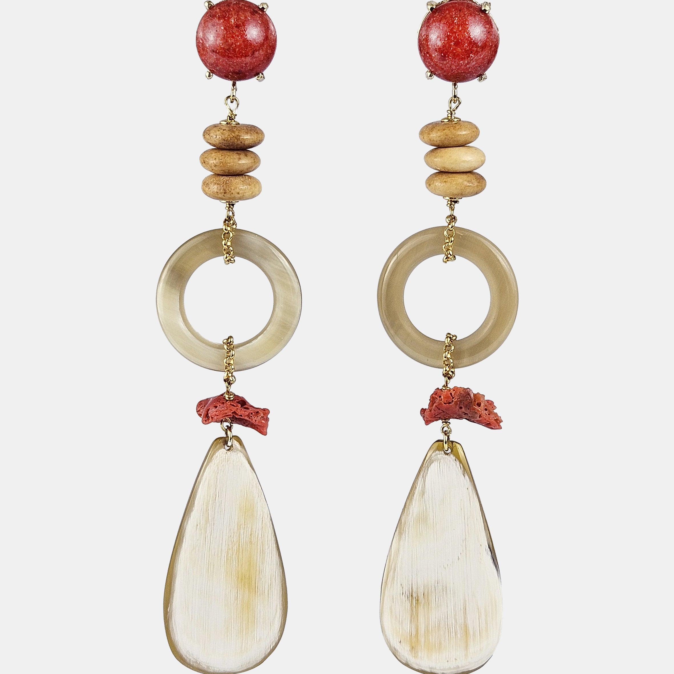 Pendientes cuerno y coral
