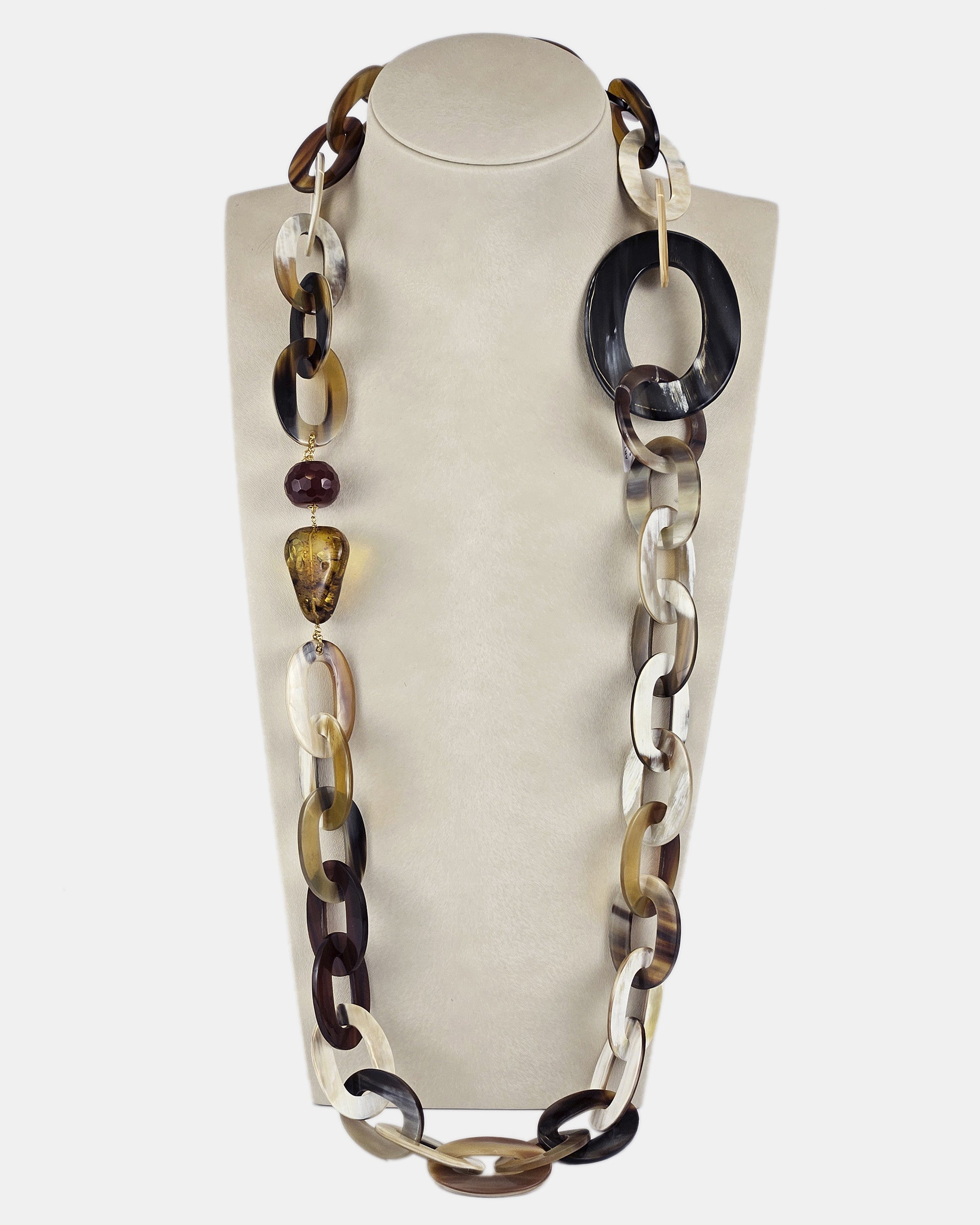 Collar Corno y cornalina