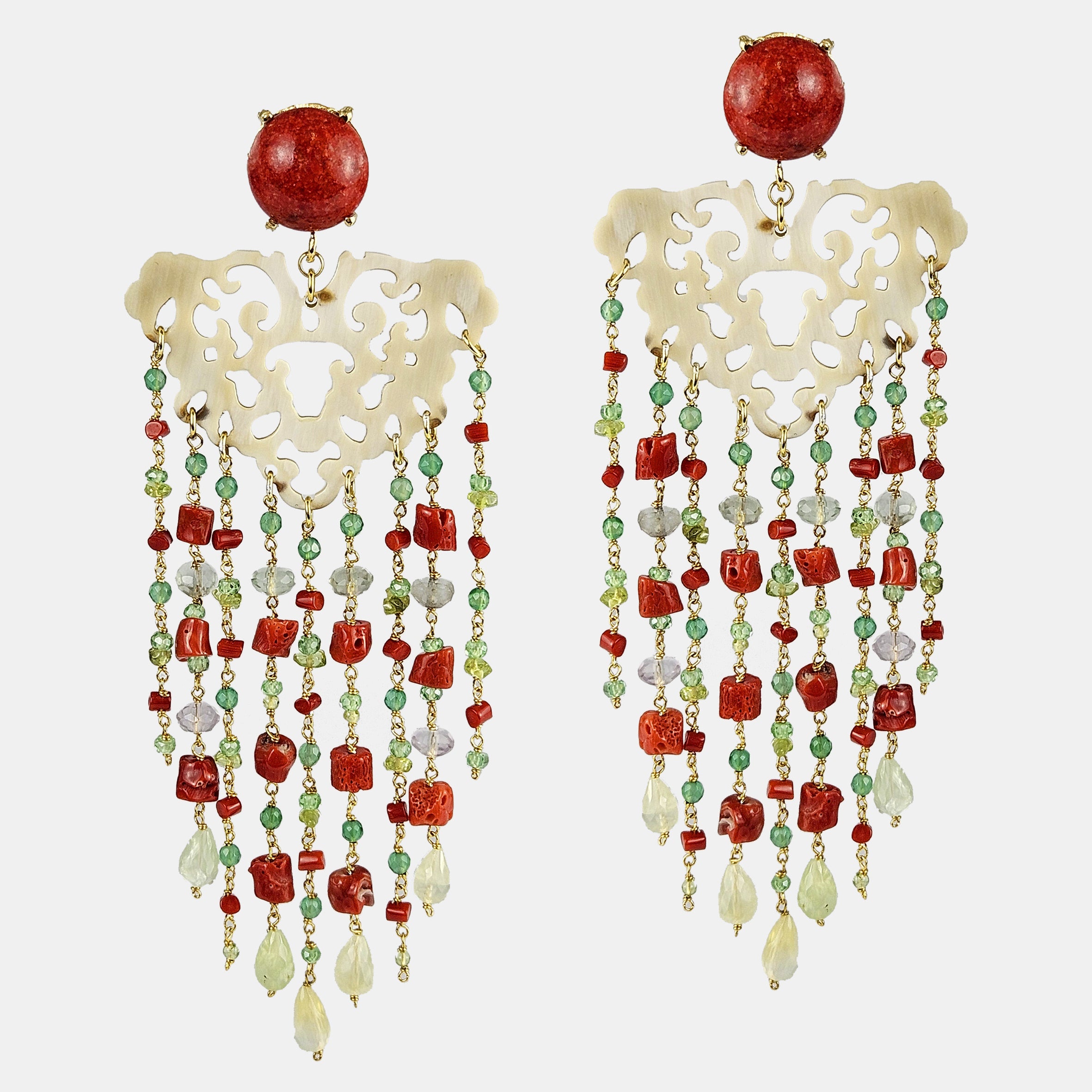 Pendientes filigrana cascada cuerno