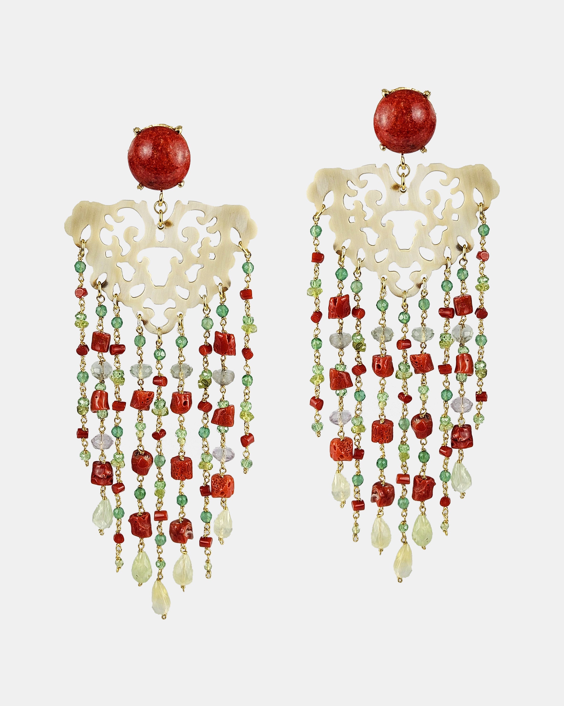 Pendientes filigrana cascada cuerno