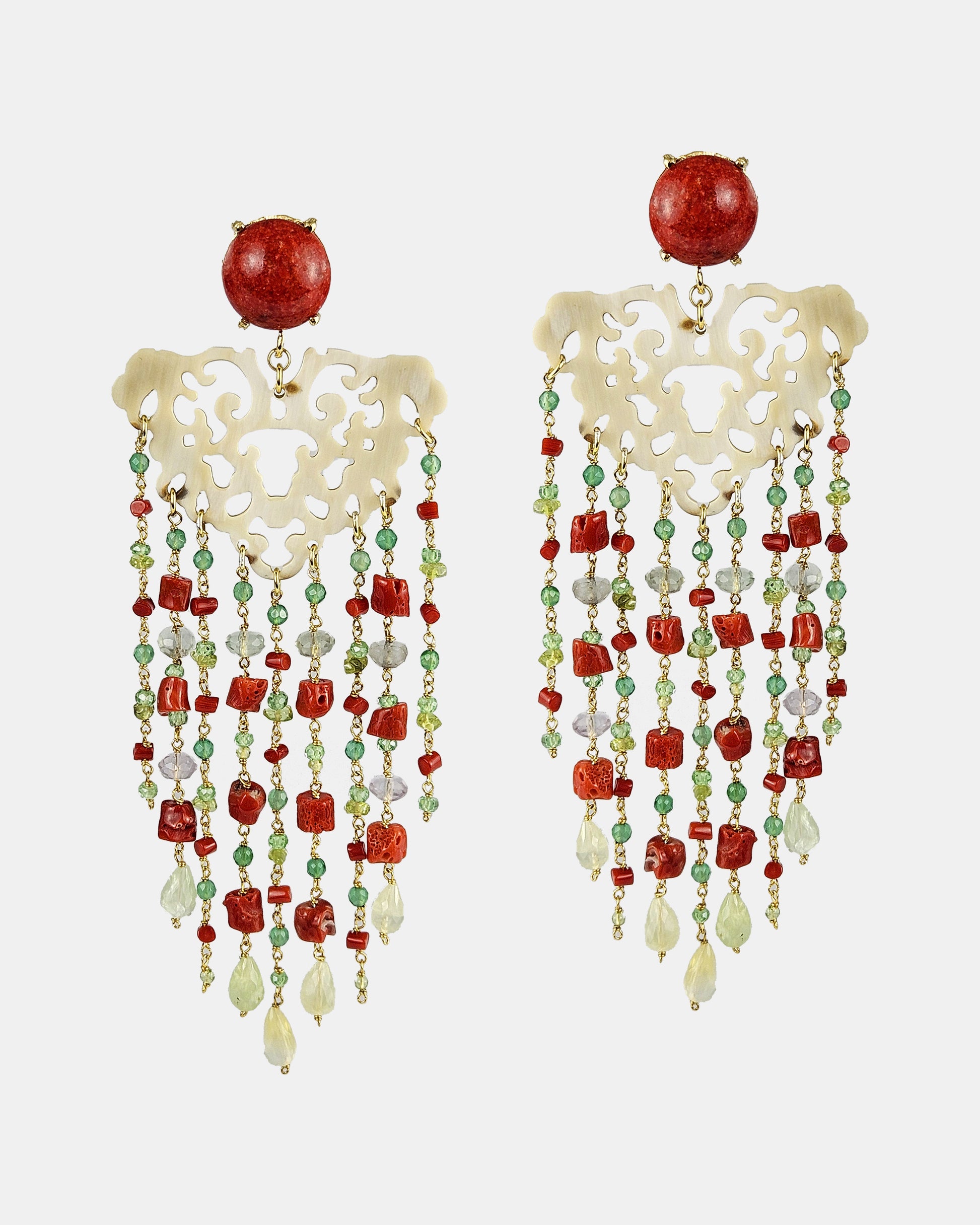 Pendientes filigrana cascada cuerno