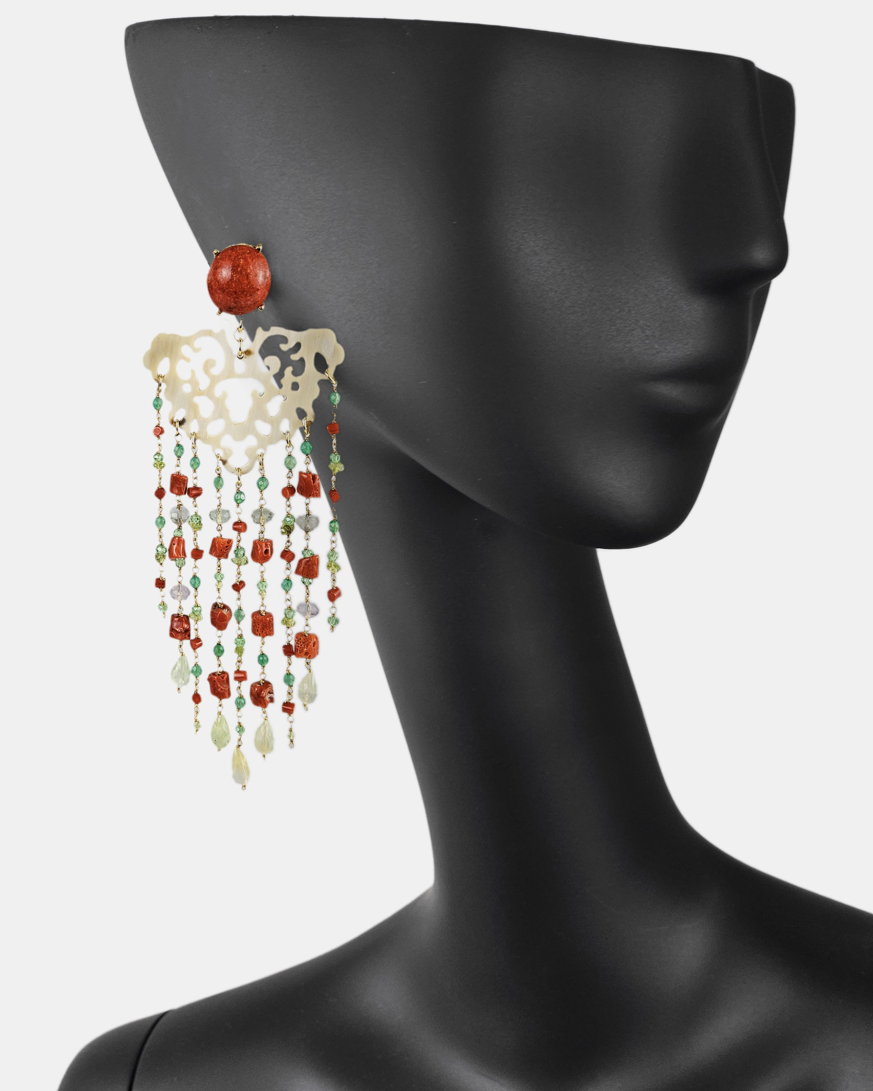 Filigree waterfall horn earrings 