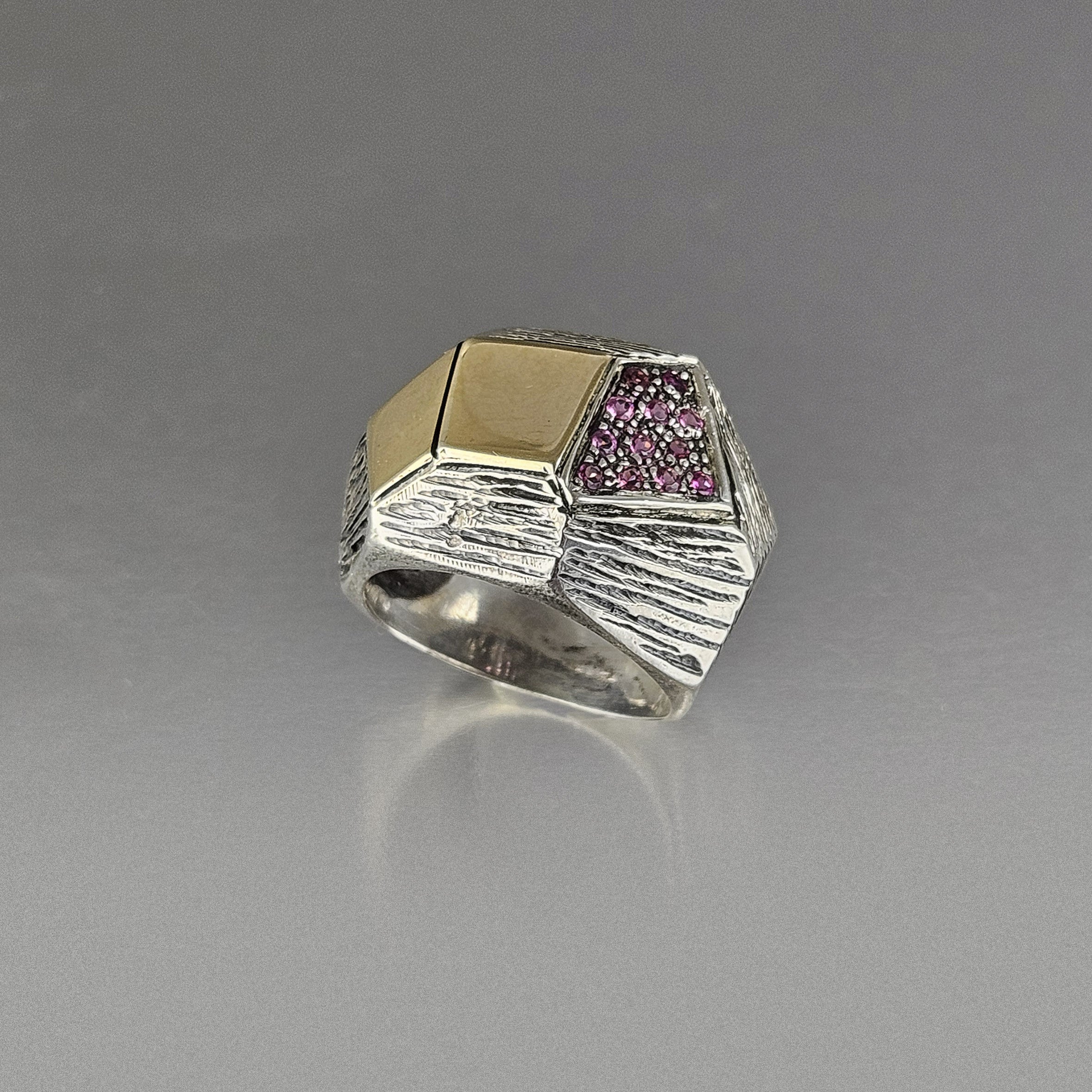 Anillo plata y rodonitas